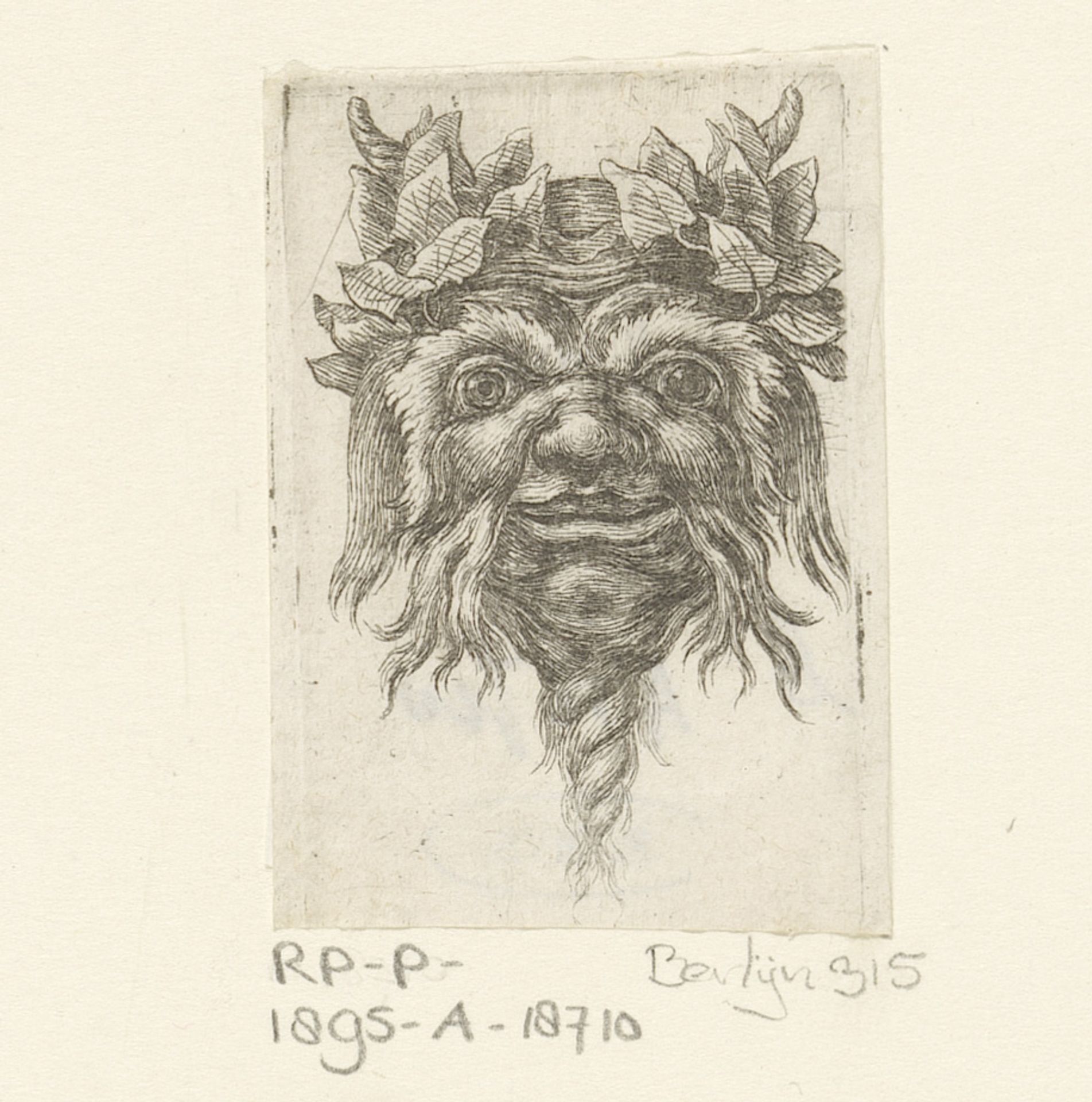 Masker met laurierbladeren en baard by François Chauveau