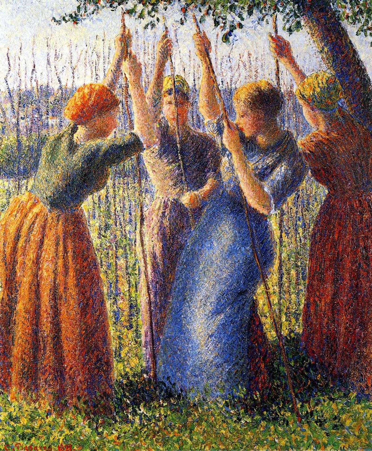 Peasant Women Planting Stakes - Camille Pissarro | Artera
