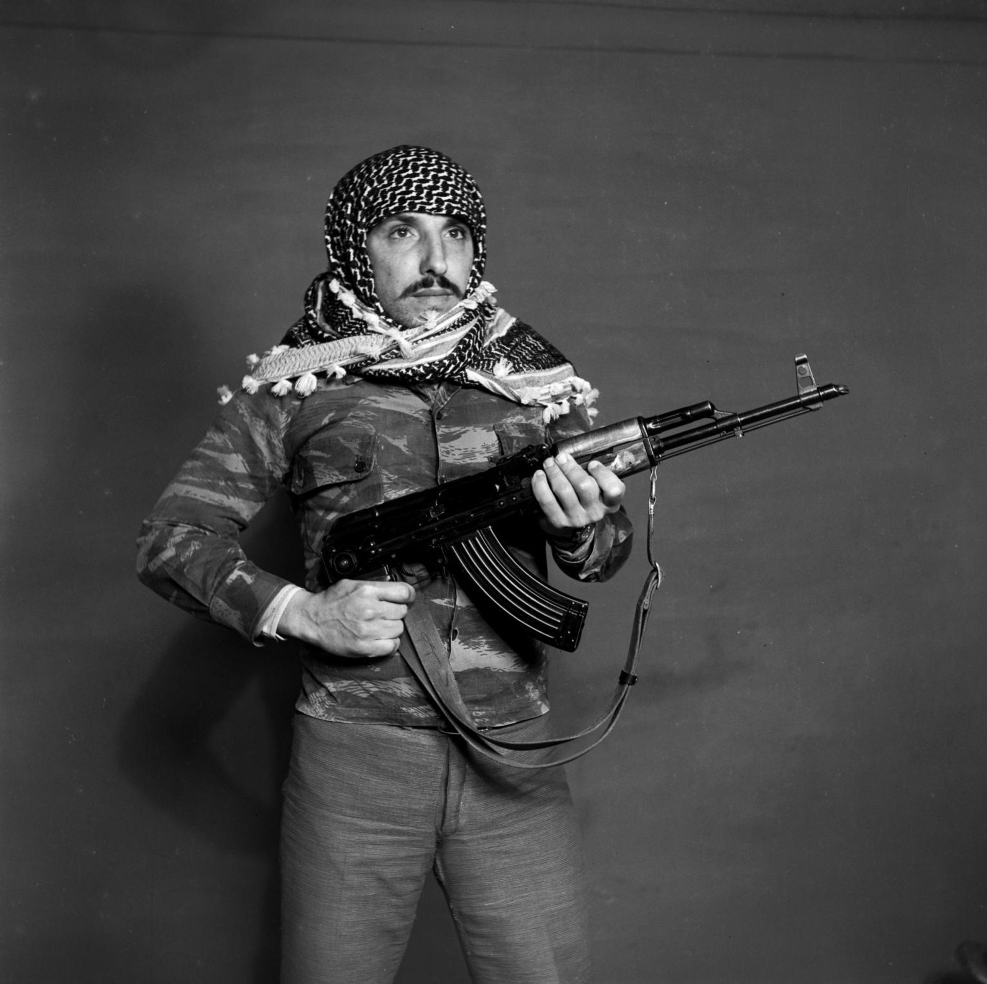 Zarif, a Palestinian resistant. Studio Shehrazade, Saida, Lebanon, 1968-72. Hashem el Madani by  Akram Zaatari