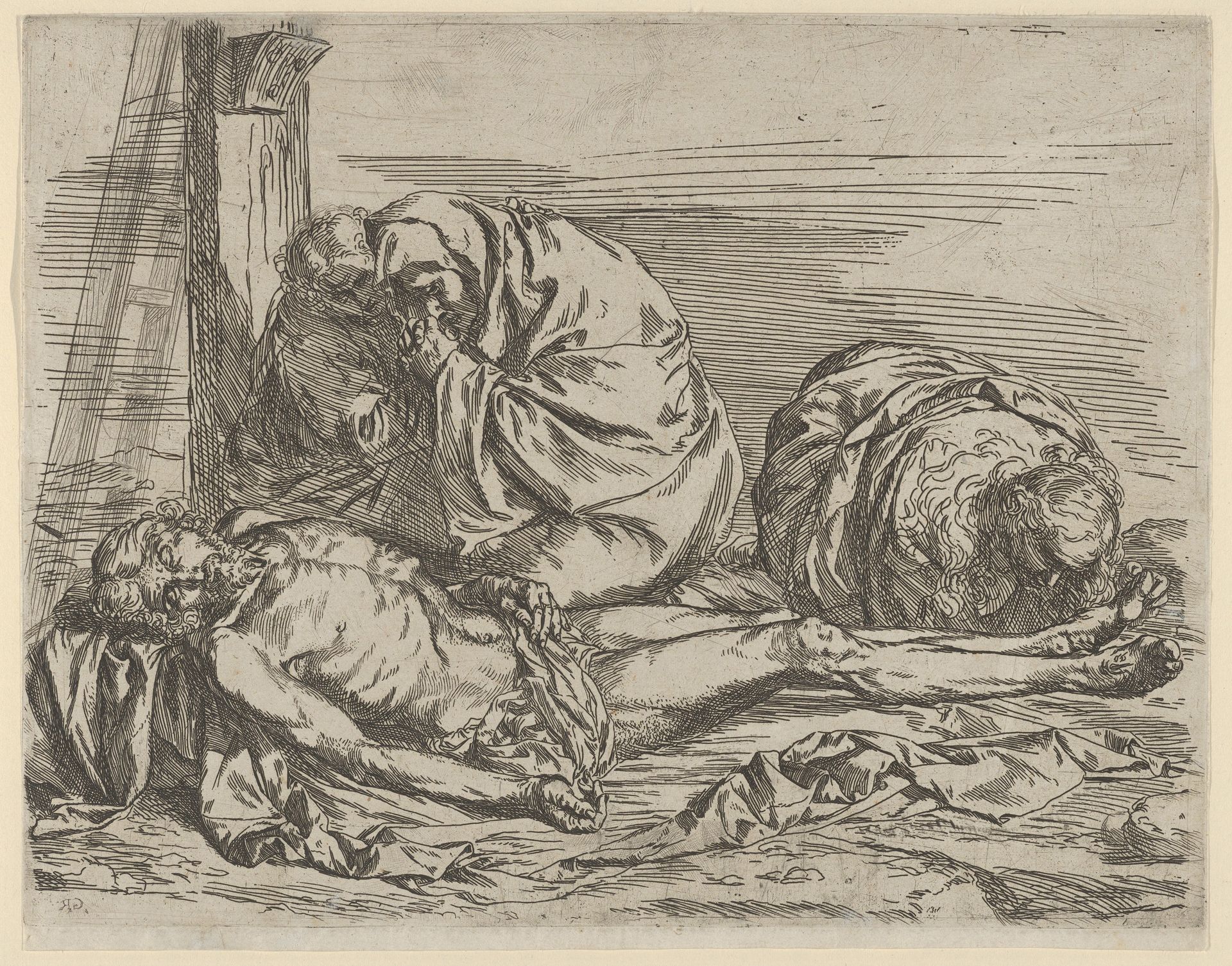 The Virgin, Saint John the Baptist, and Mary Magdalene weeping over Christ's dead body by Jusepe de Ribera