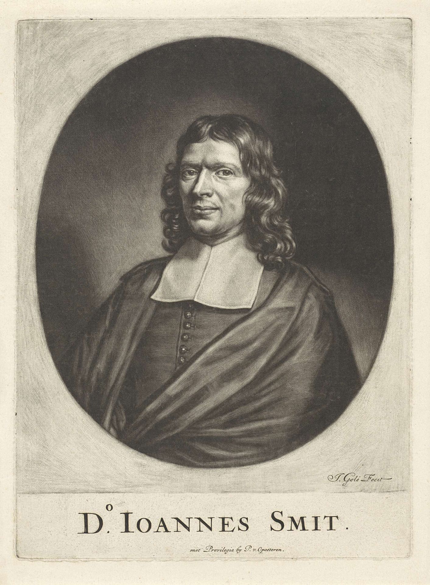 Portret van de predikant Johannes Smit by Jacob Gole