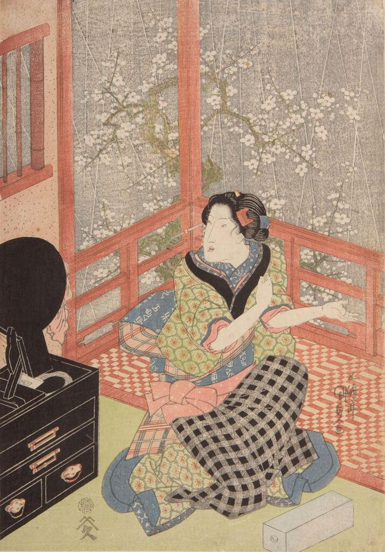 Women by Verandah (Harusame no kei) by Utagawa Kunisada