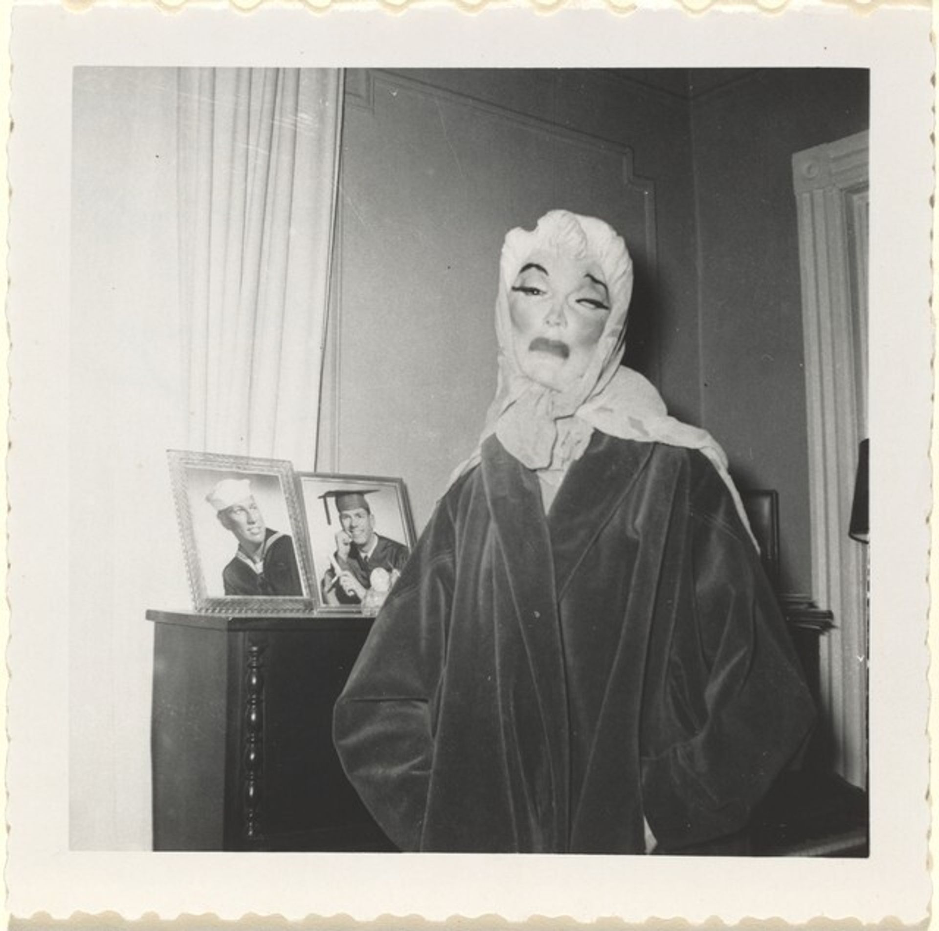 "This is the only way Sara would pose for a picture, being dressed in this disguise" by Anonymous
