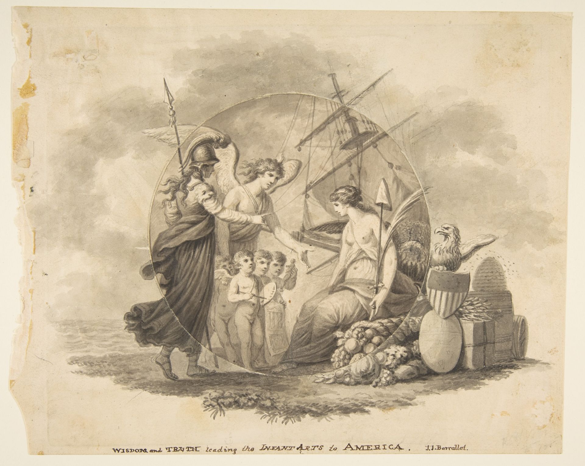 Allegories of Wisdom and Truth Leading the Infant Arts to America by John James Barralet