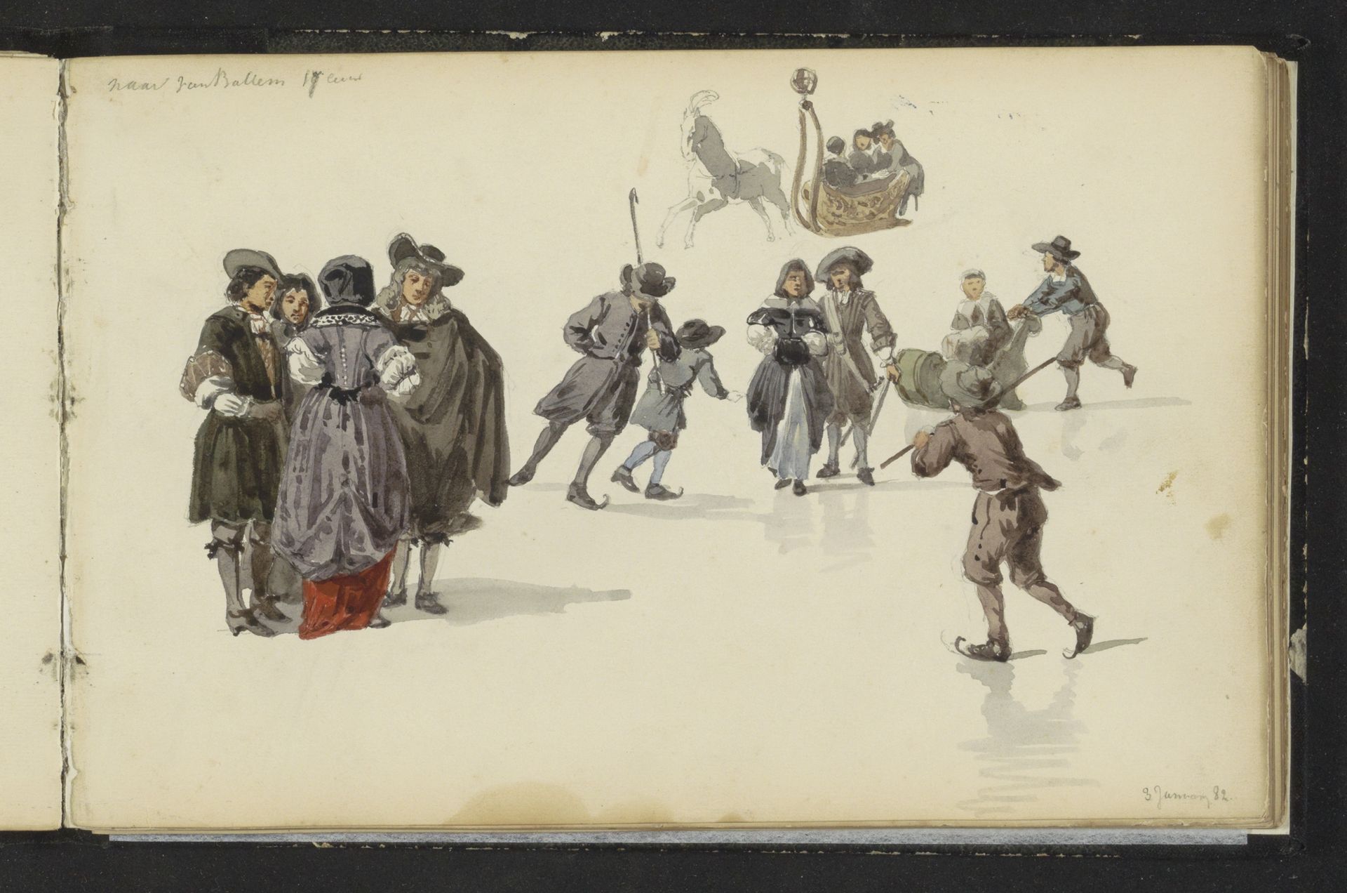 Figuren in zeventiende-eeuwse kleding by Cornelis Springer