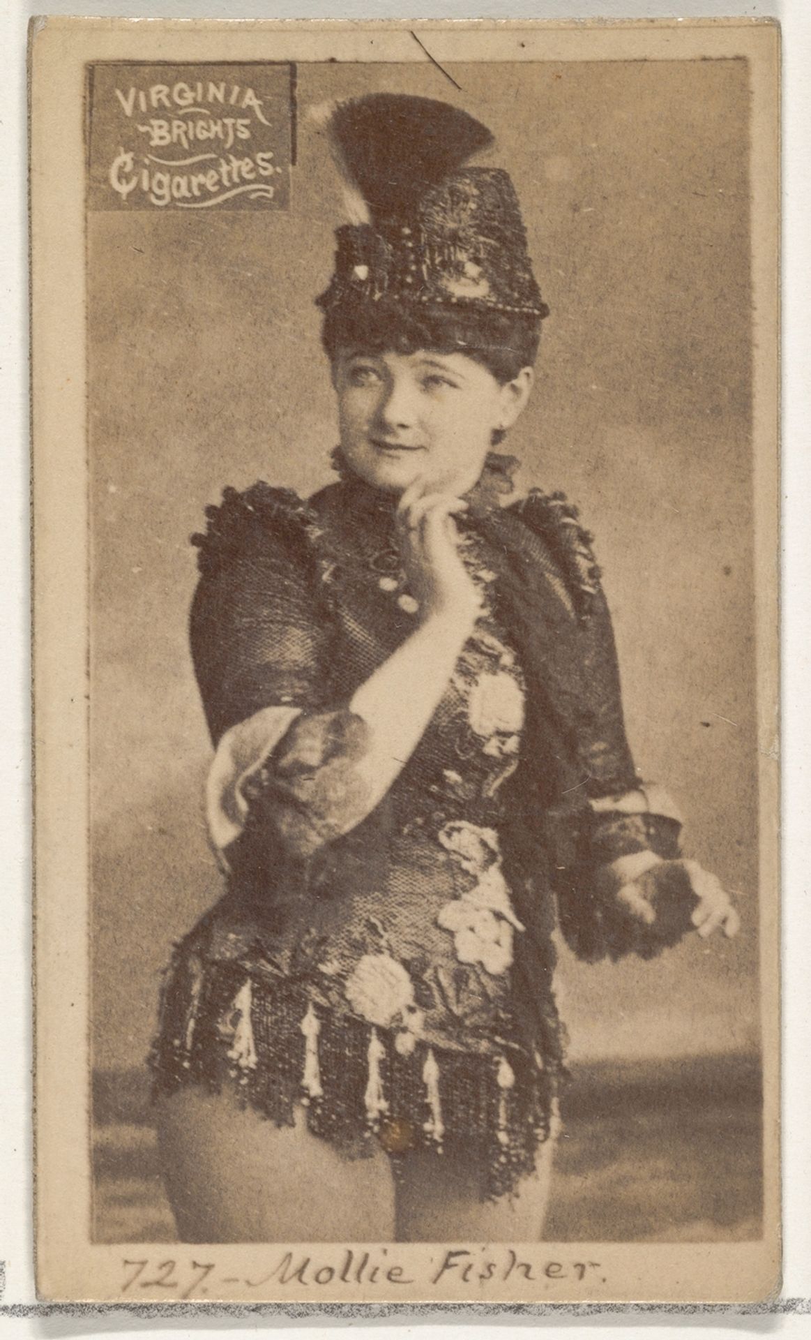 Card 727, Mollie Fisher, from the Actors and Actresses series (N45, Type 2) for Virginia Brights Cigarettes by Allen & Ginter