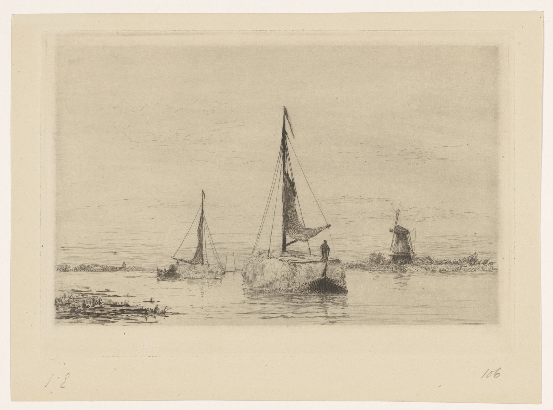 Boten met hooi op de Vecht bij Weesp by Carel Nicolaas Storm van 's-Gravesande