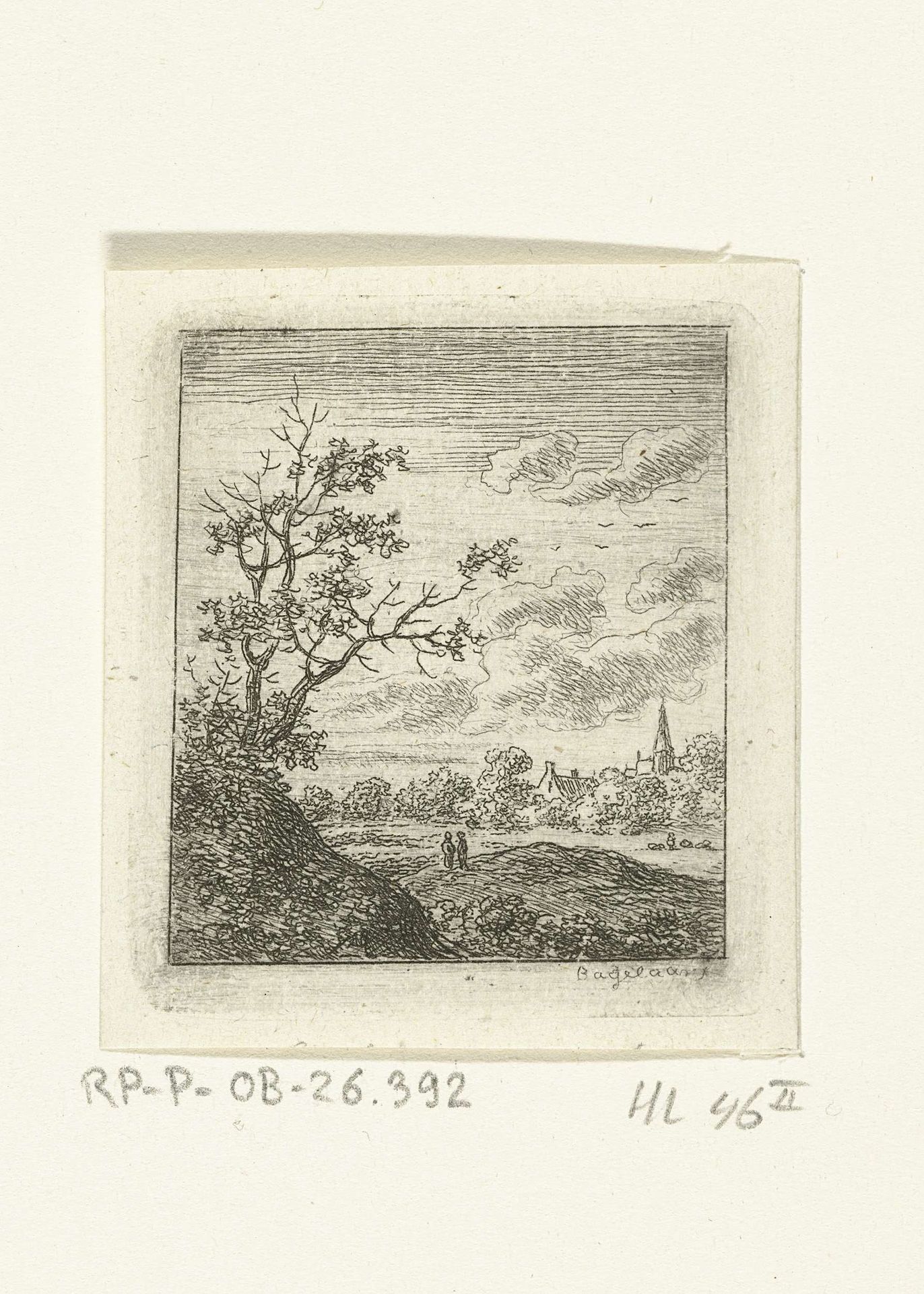 Landschap met kerktoren by Ernst Willem Jan Bagelaar