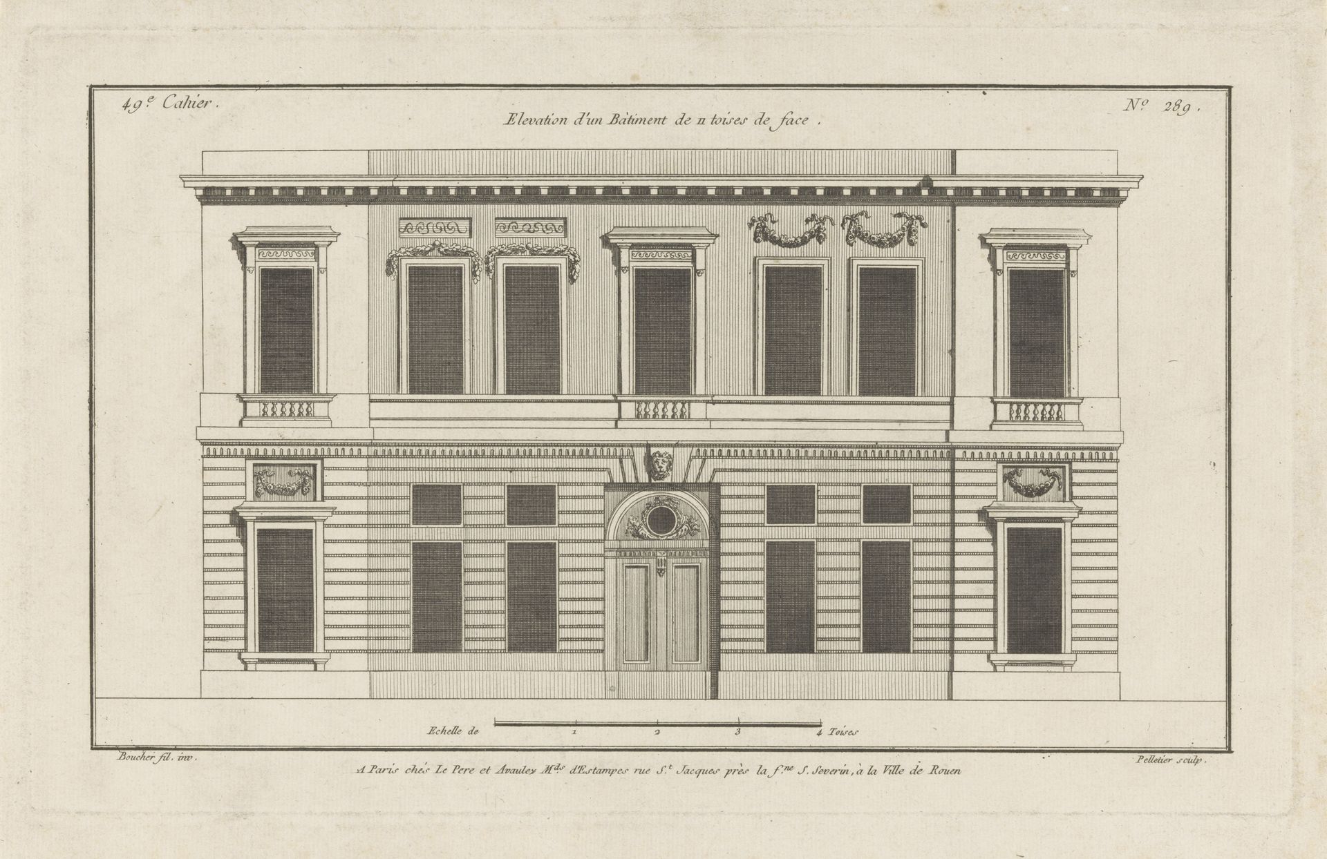 Façade met portaal en balkons by Jean Pelletier
