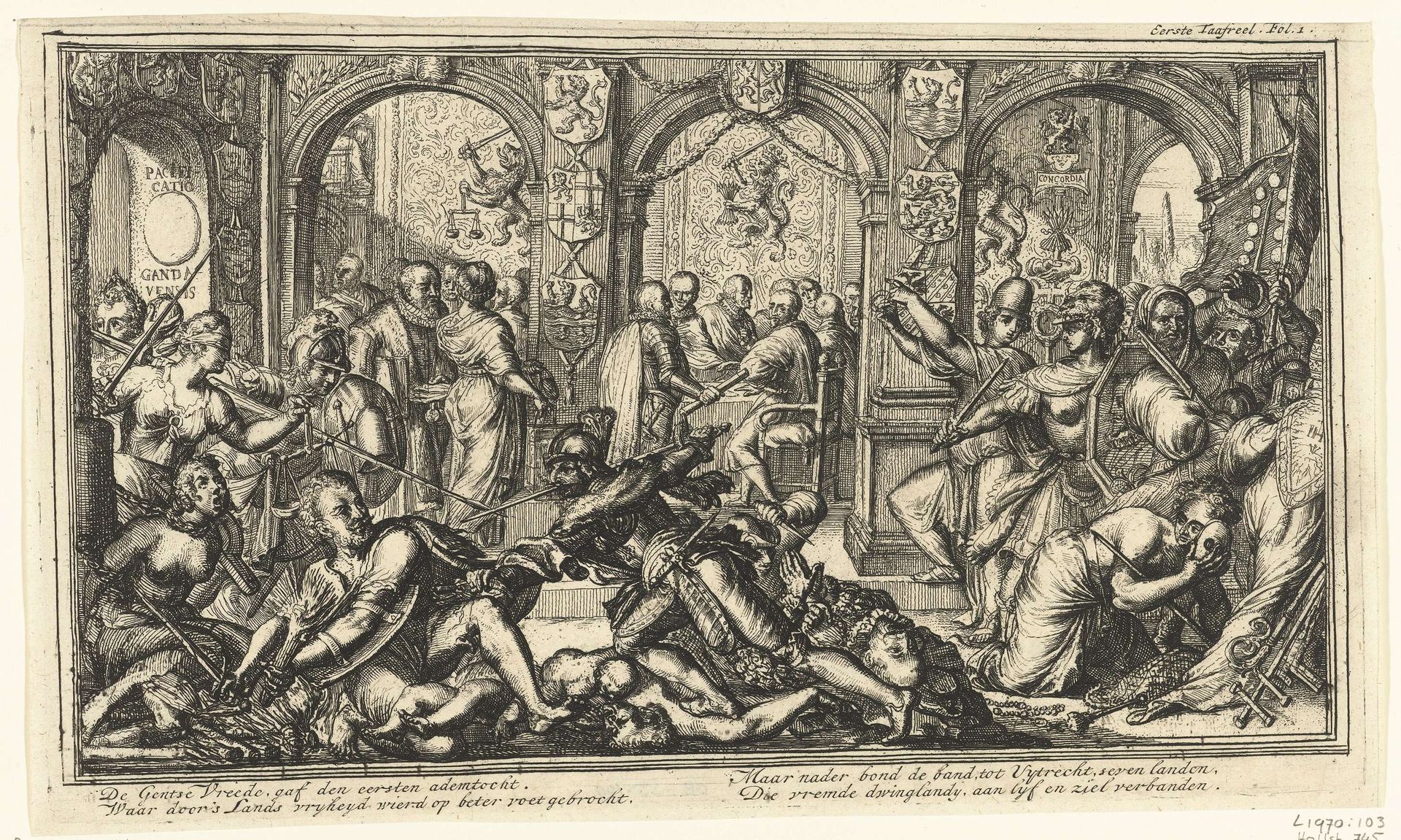 Allegorie op de Unie van Utrecht, 1579 by Romeyn de Hooghe