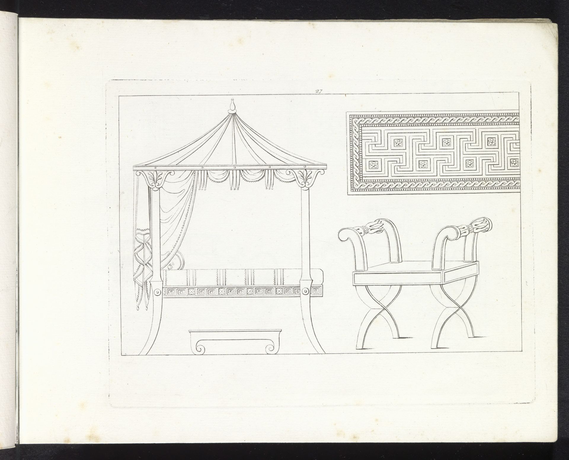 Hemelbed, ornamentele rand en bankje by Pietro Ruga