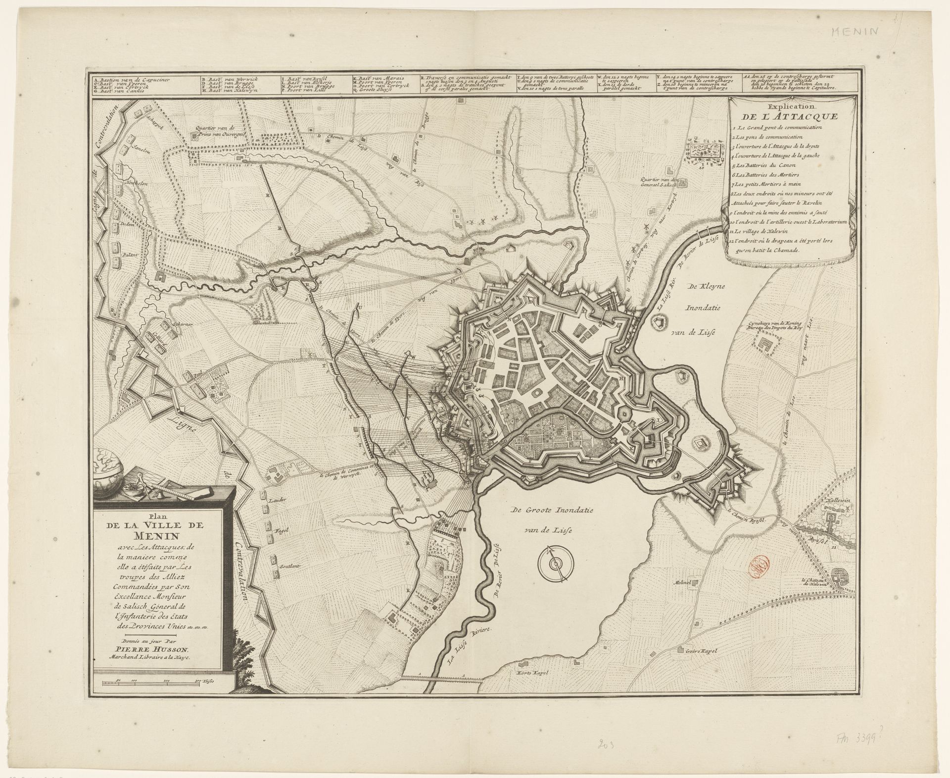 Plan van het beleg van Menen, 1706 by Anonymous