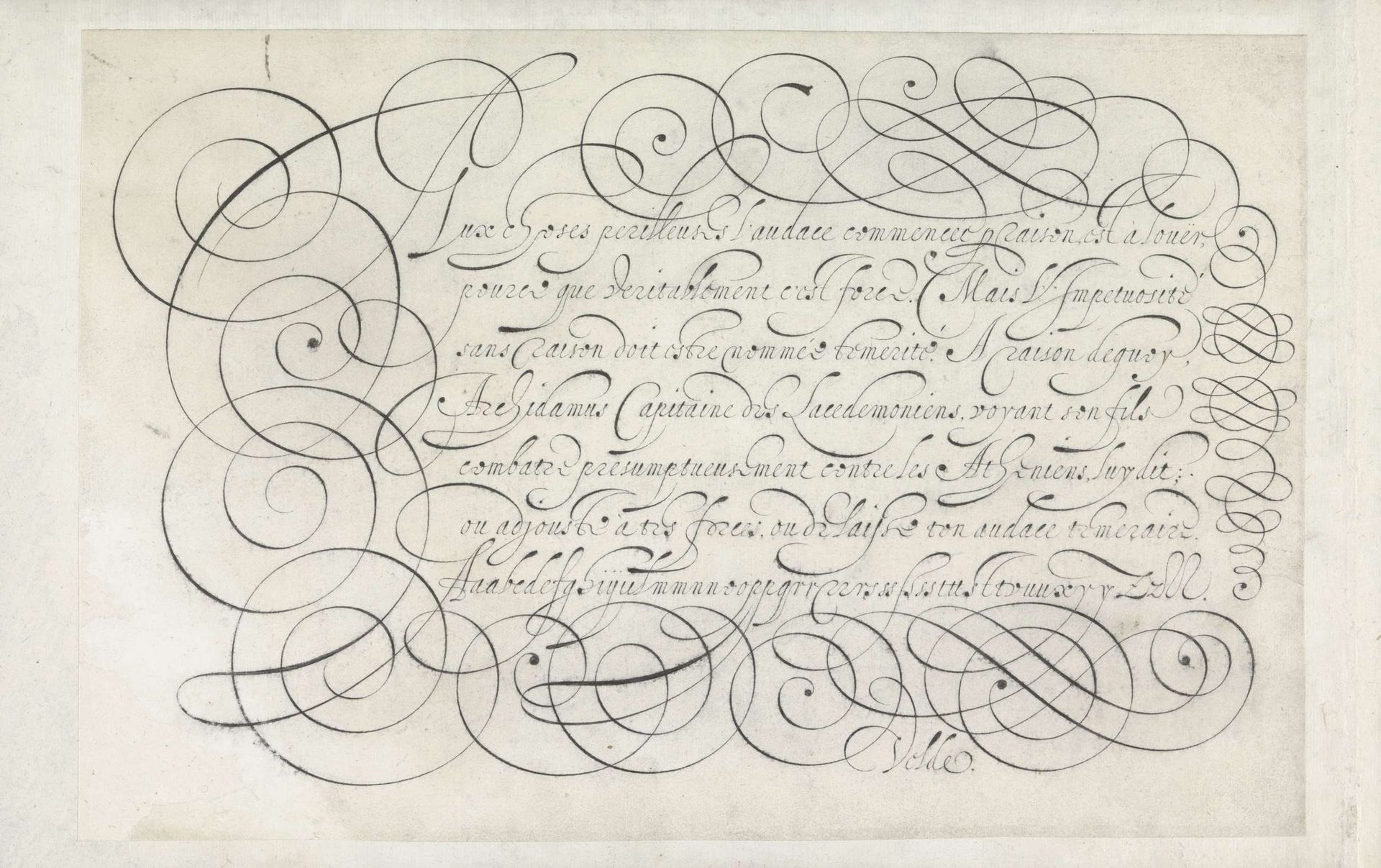 Ontwerp van een schrijfvoorbeeld: Lux choses perilleuses (...) by Jan van de Velde I
