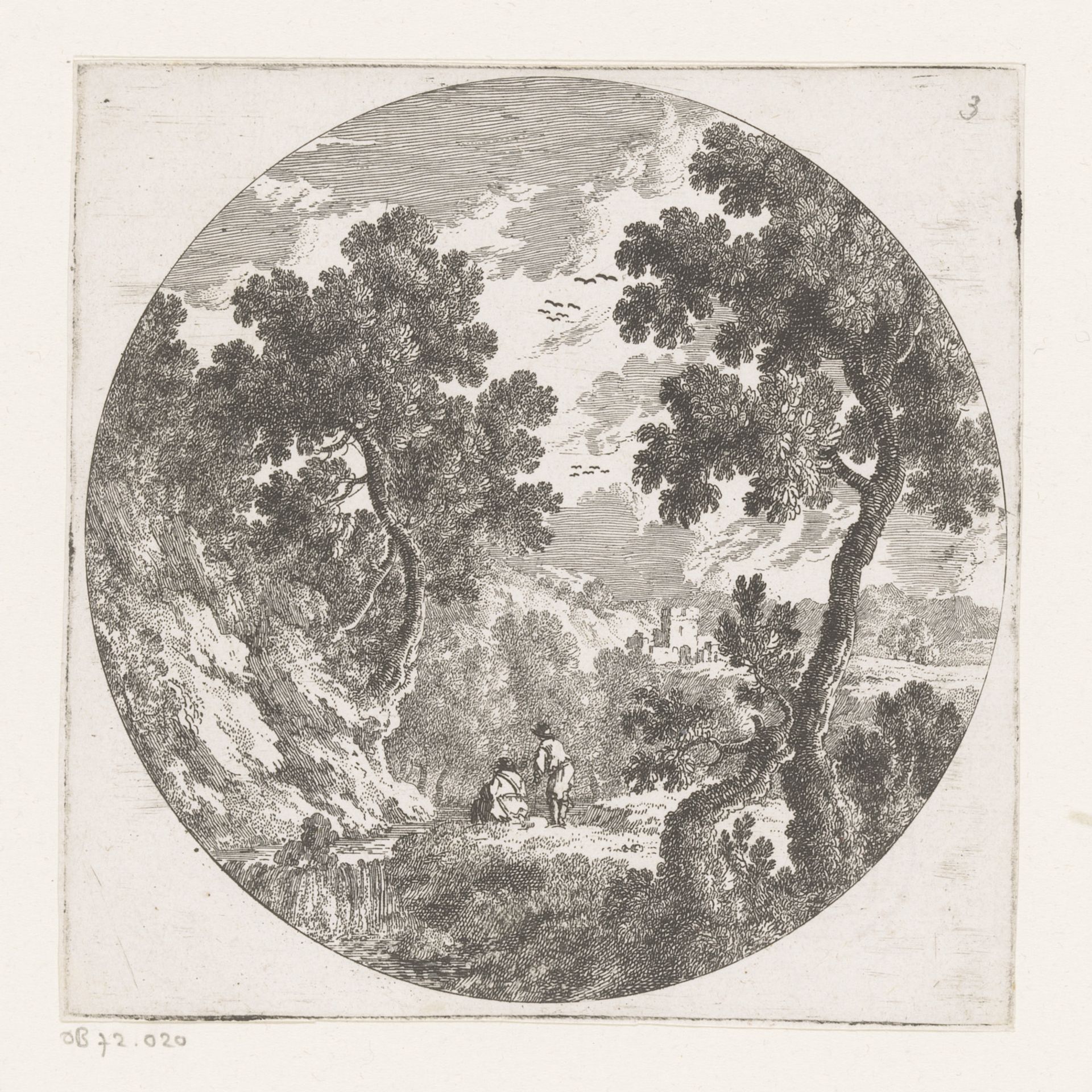 Landschap met twee figuren bij een beek by Nicolas Perelle