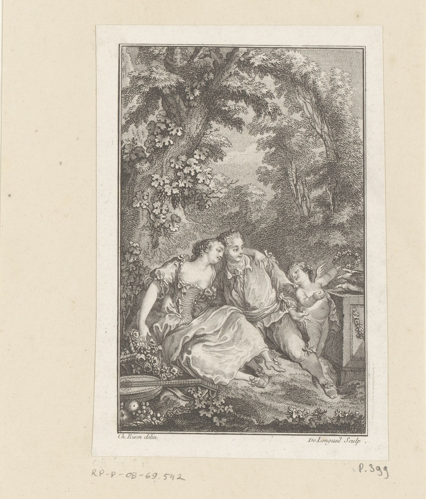 Omhelzend koppel met putto by Joseph de Longueil