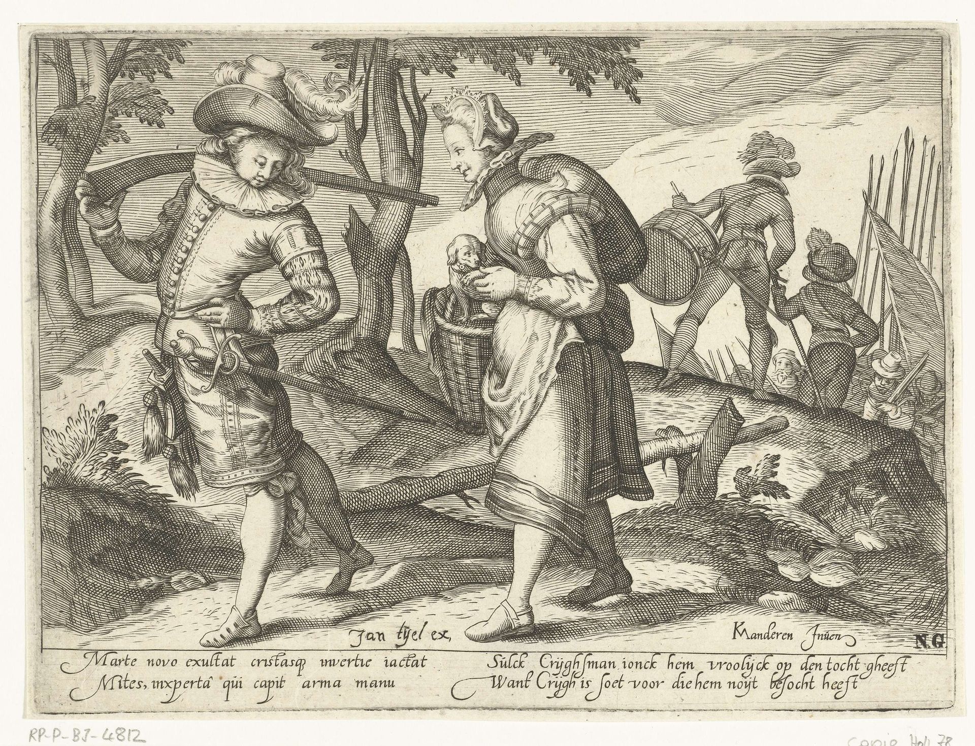 Trotse soldaat met jonge vrouw by Anonymous