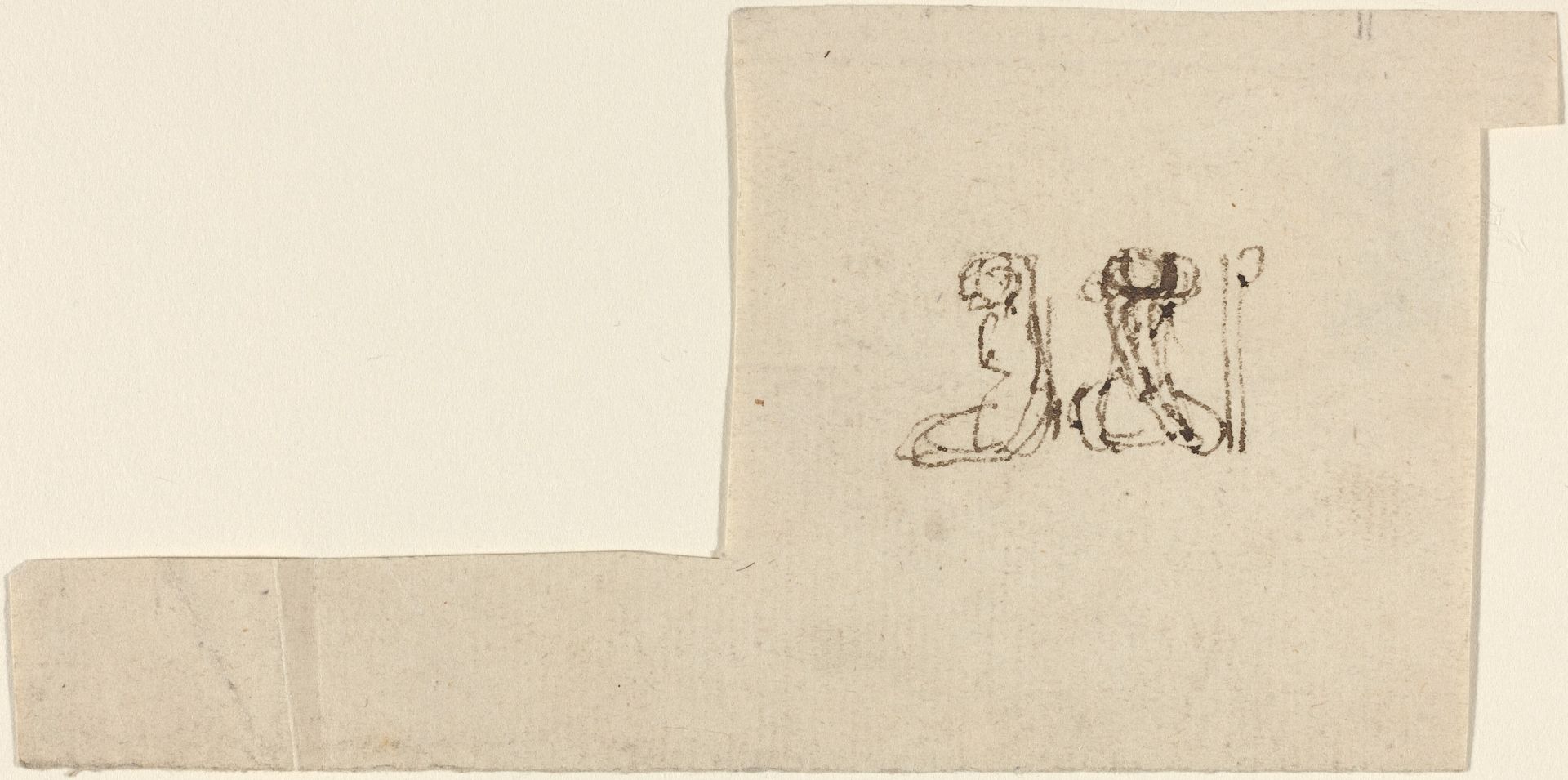 Two Seated Female Figures with Arms Lifted Overhead by John Flaxman