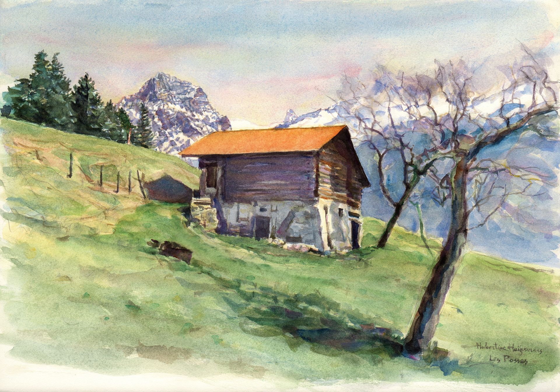 Mountain barn at 'Les Posses' above Gryon by Hubertine Heijermans