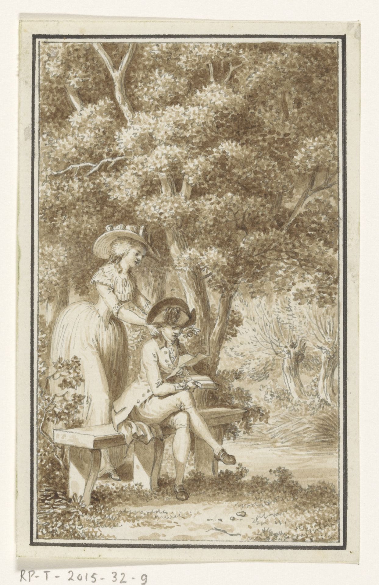 Lezende man in het bos by Johann David Schubert