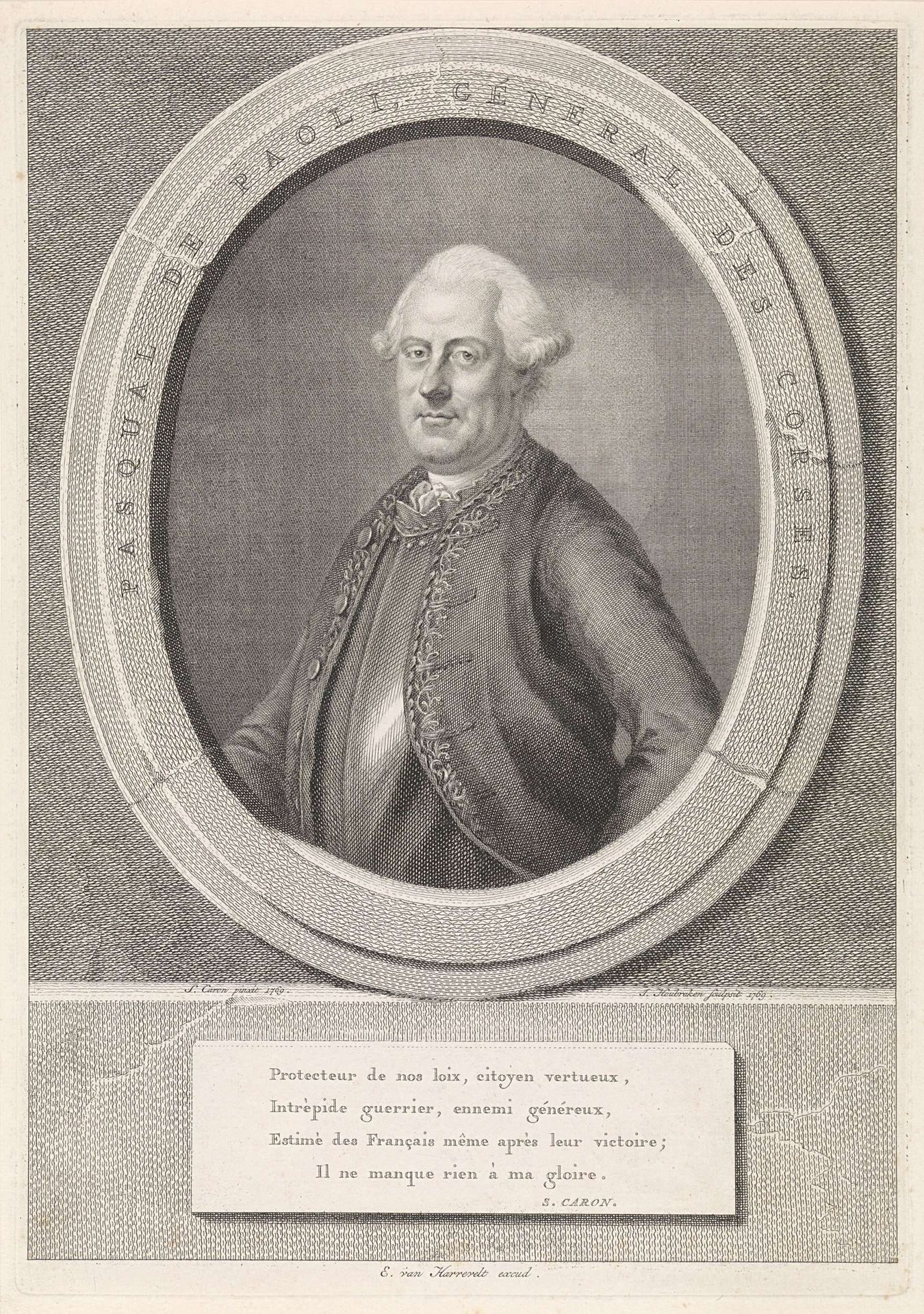 Portret van Pasquale Paoli by Jacob Houbraken