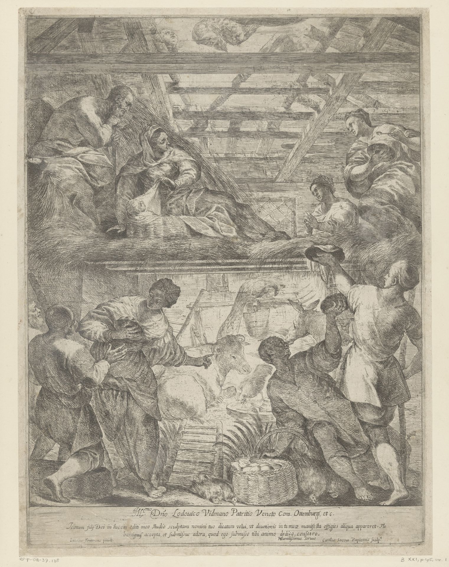 Aanbidding door de herders by Carlo Sacchi