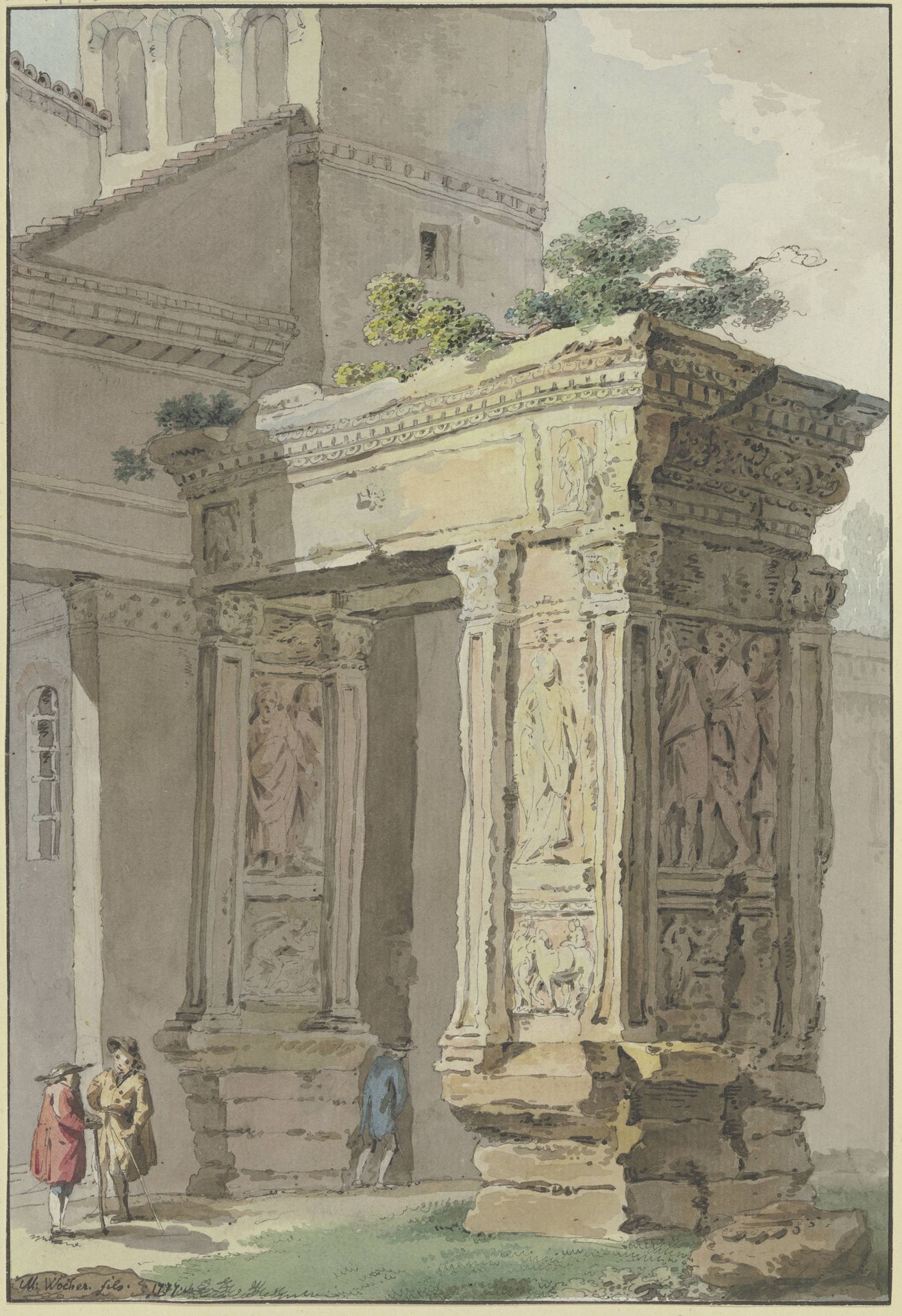 Der Arco degli Argentarii bei San Giorgio in Velabro in Rom by Marquard Wocher