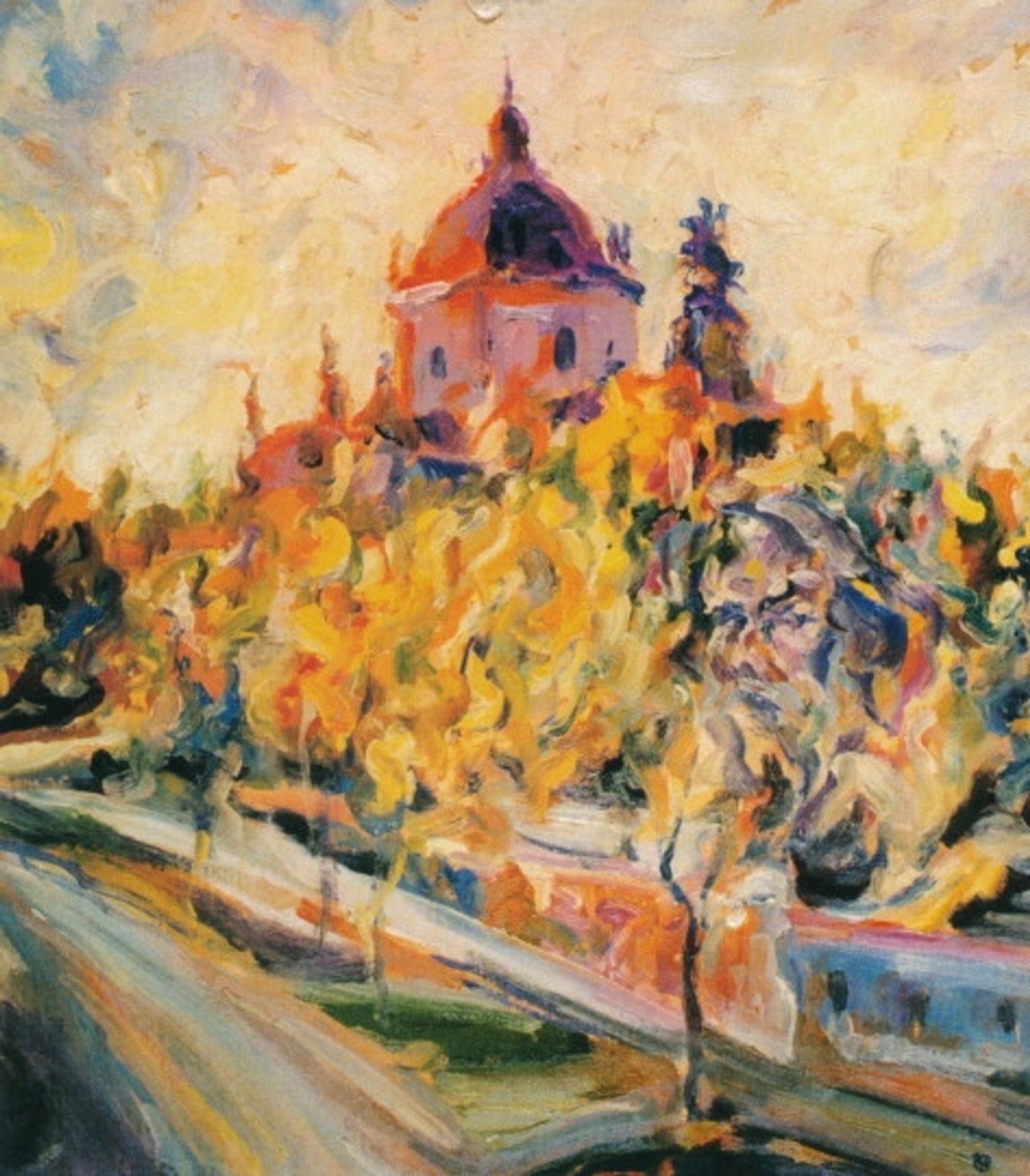 Self Portrait with Saint George Cathedral by Oleksa Novakivskyi