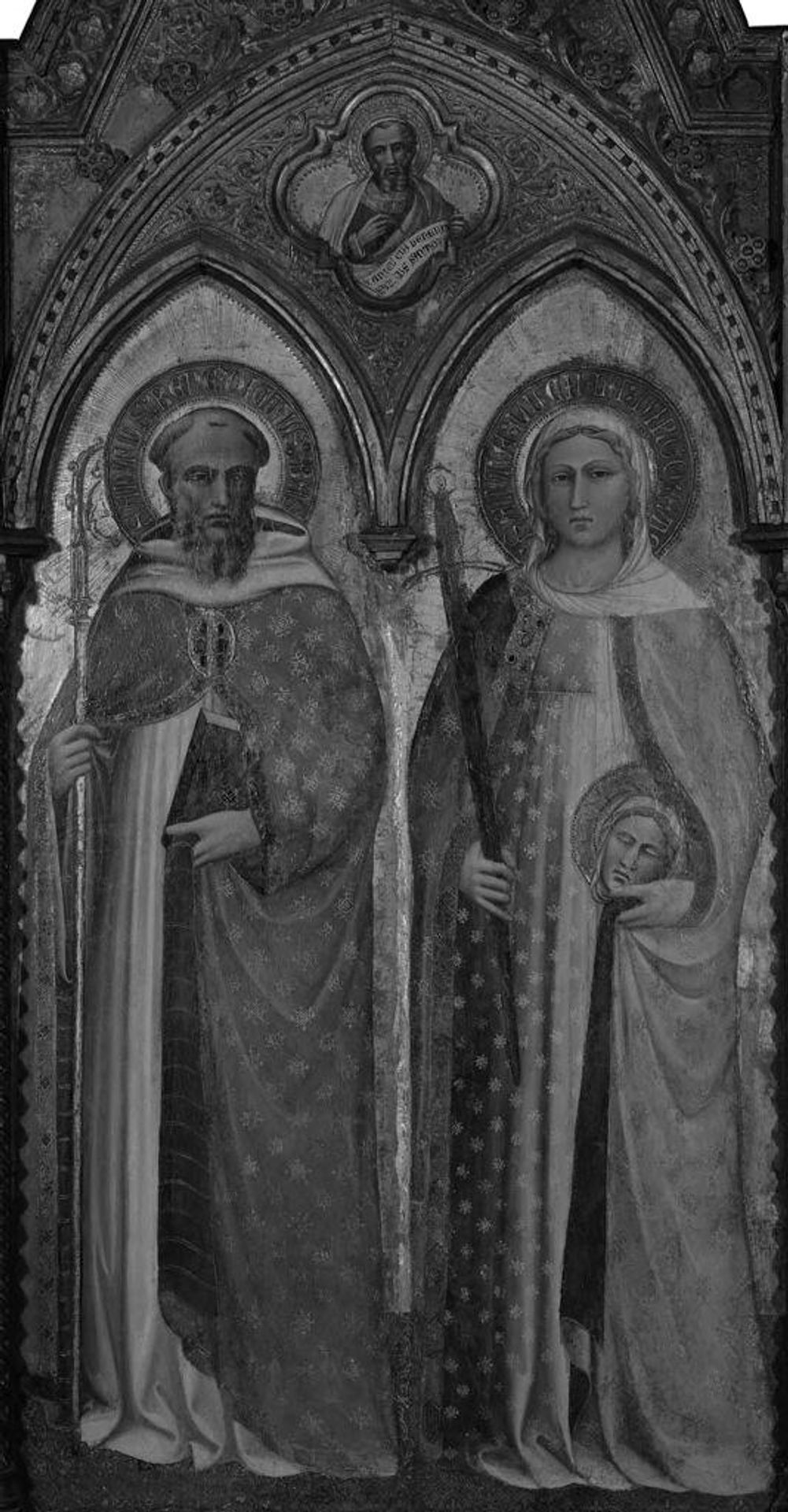 Saint Benedict and Saint Lucilla (above: Saint Daniel) by Spinello Aretino