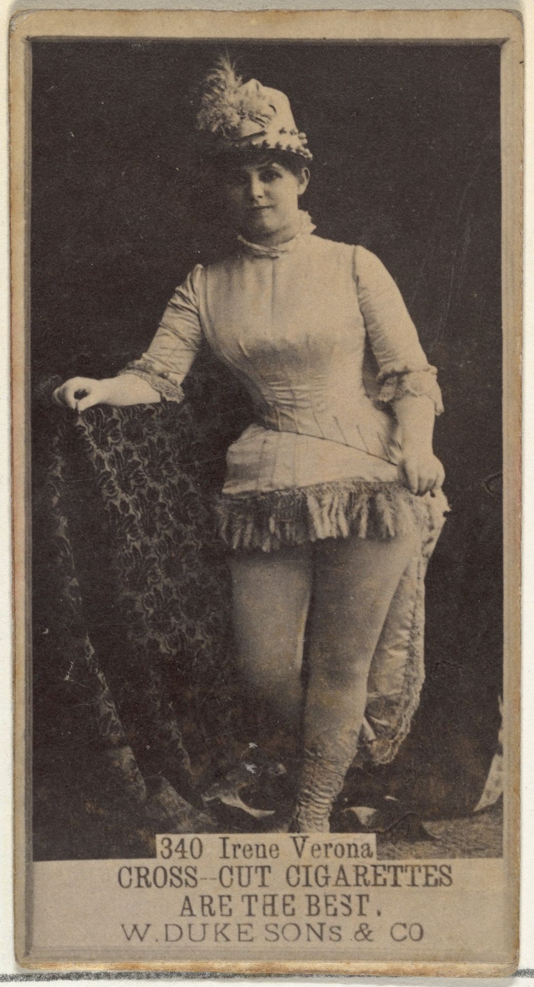 Card Number 340, Irene Verona, from the Actors and Actresses series (N145-3) issued by Duke Sons & Co. to promote Cross Cut Cigarettes by W. Duke, Sons & Co.