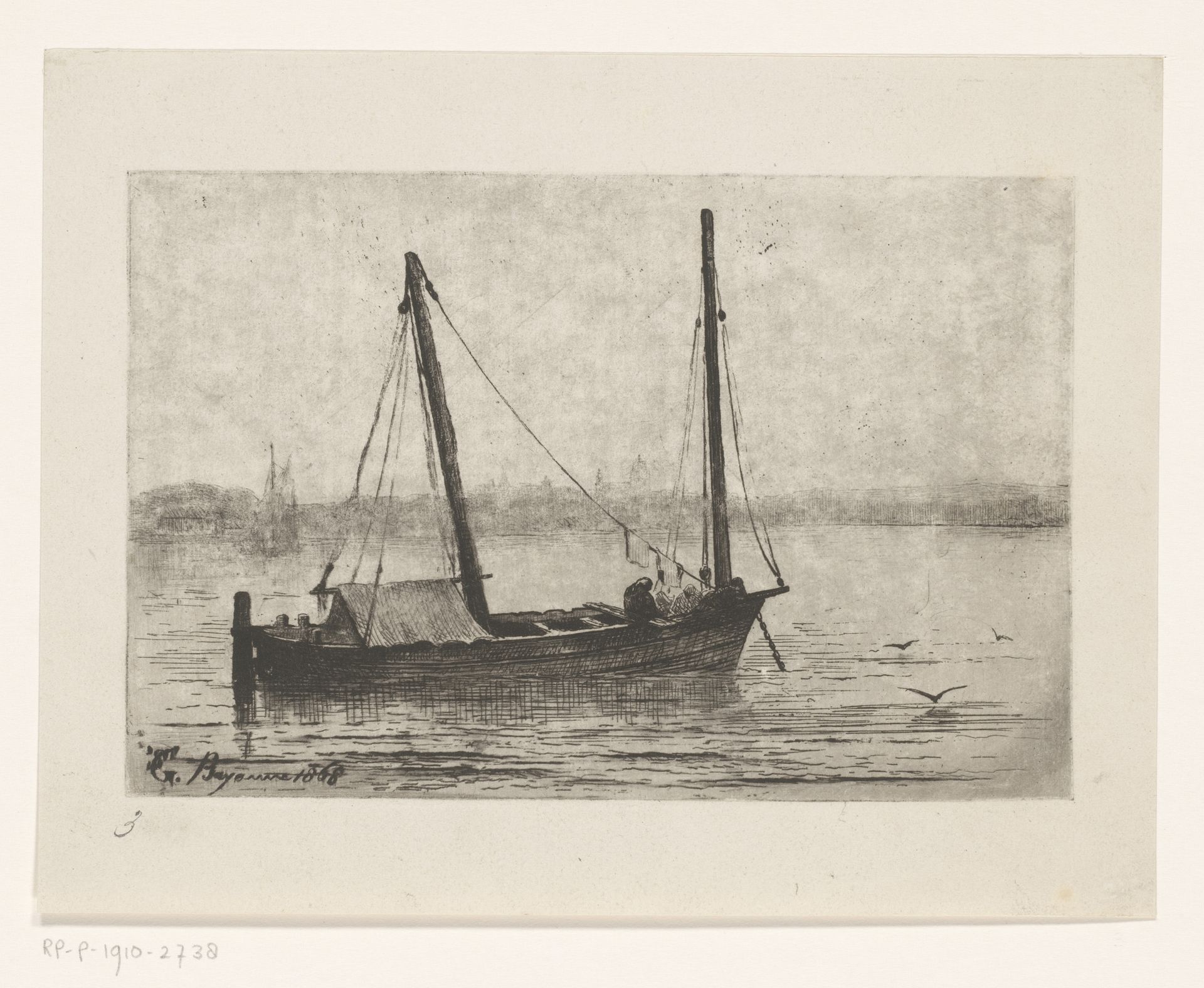Boot op de Adour by Carel Nicolaas Storm van 's-Gravesande