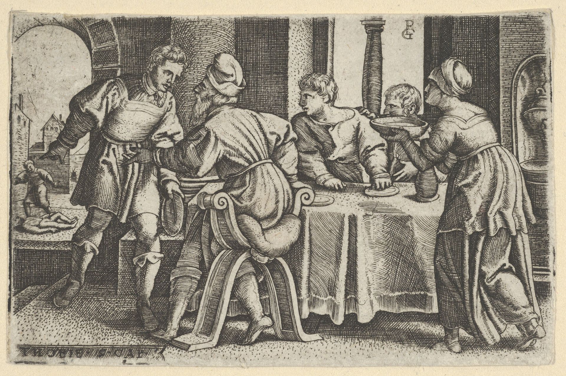 Tobias Leaving the Table, from "The Story of Tobias" by Georg Pencz