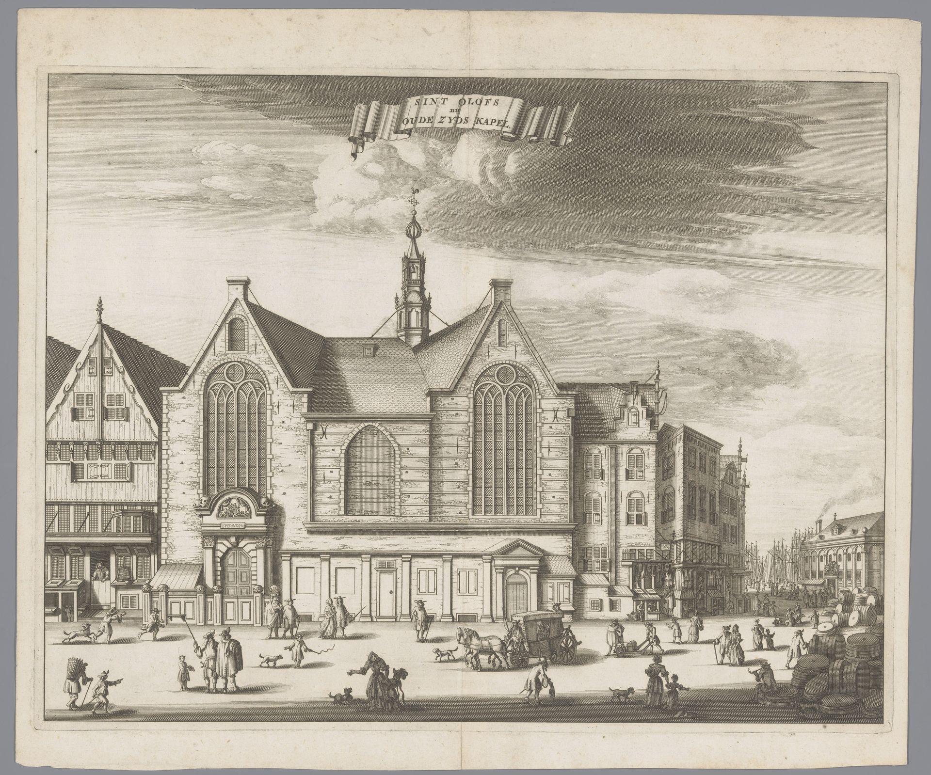 Gezicht op de Sint-Olofskapel (Oudezijds Kapel) te Amsterdam by Anonymous