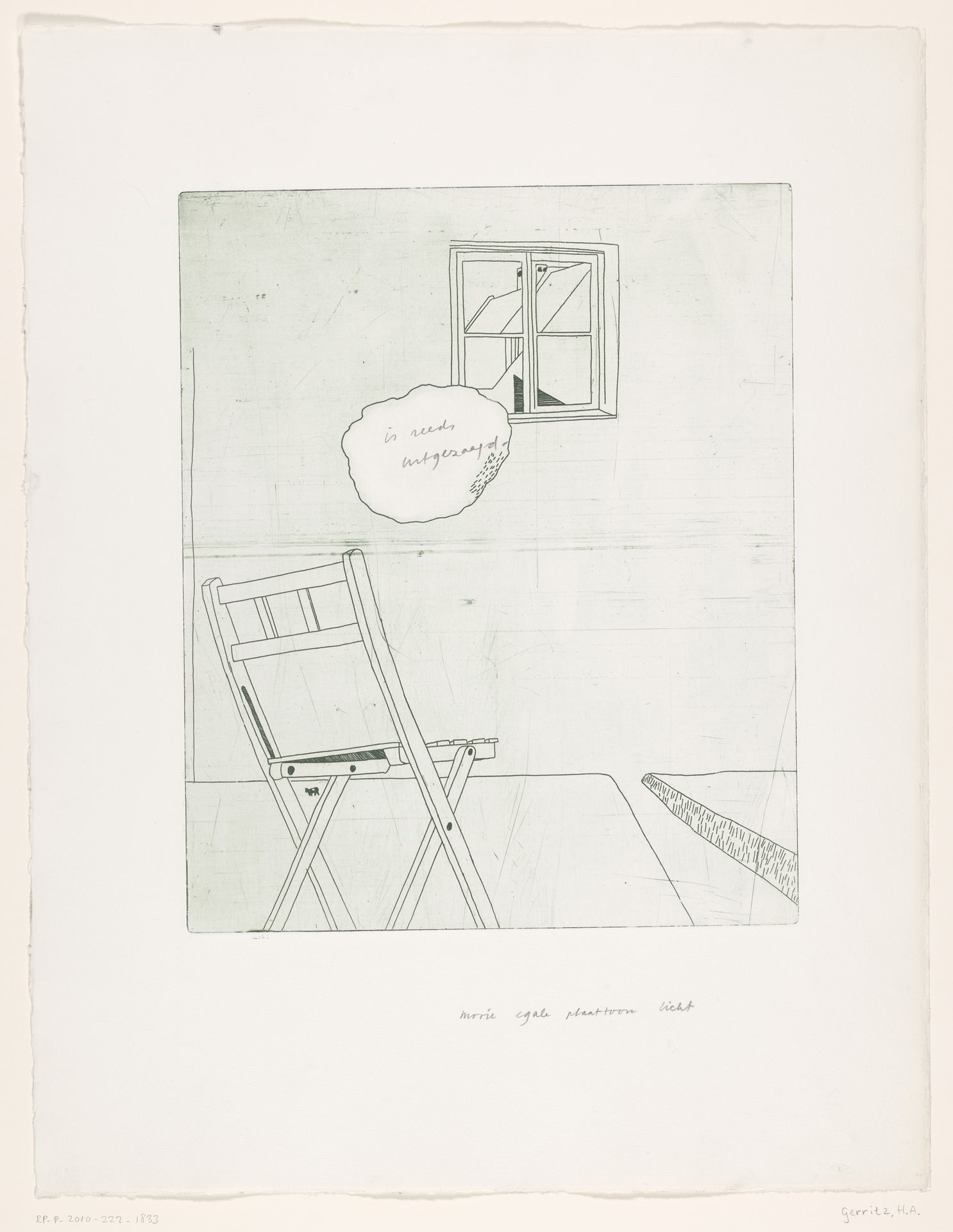 Klapstoel bij raam by Harrie A. Gerritz
