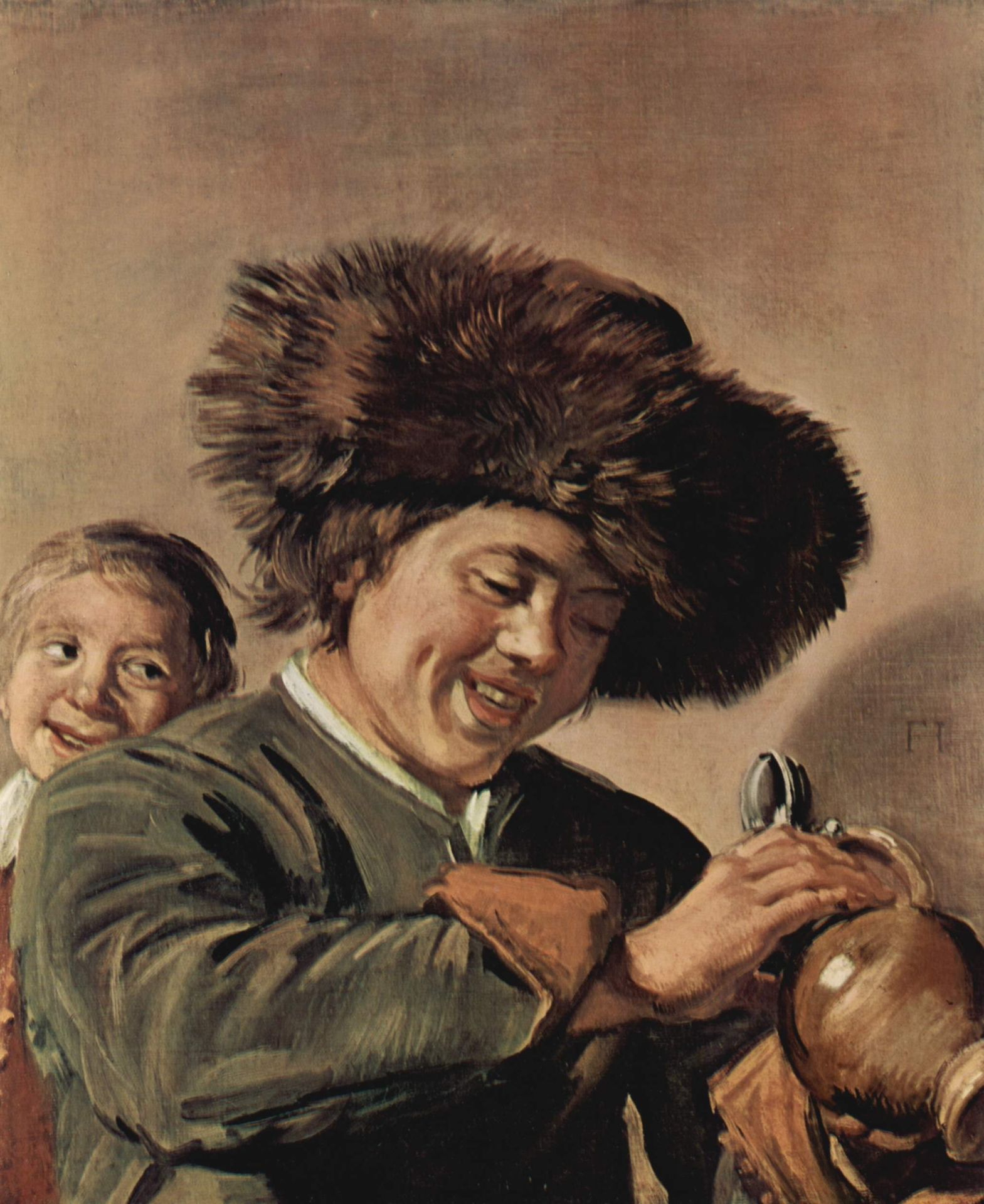 Two laughing boys with a beer mug by Frans Hals