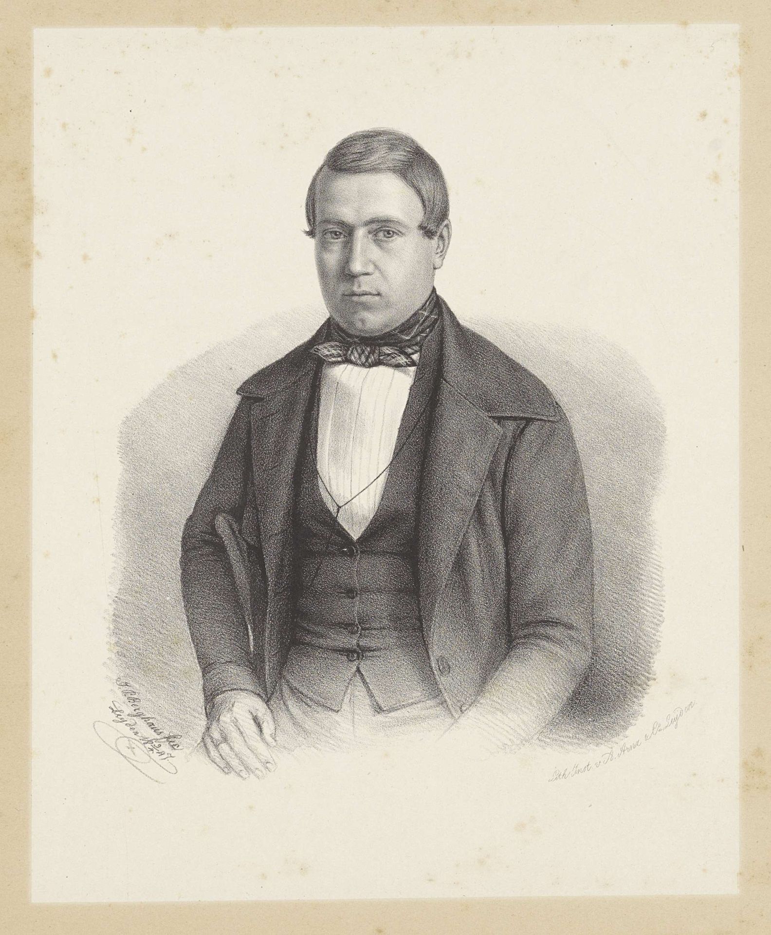 Portret van een onbekende man, mogelijk J.C. Hummel by Johann Peter Berghaus
