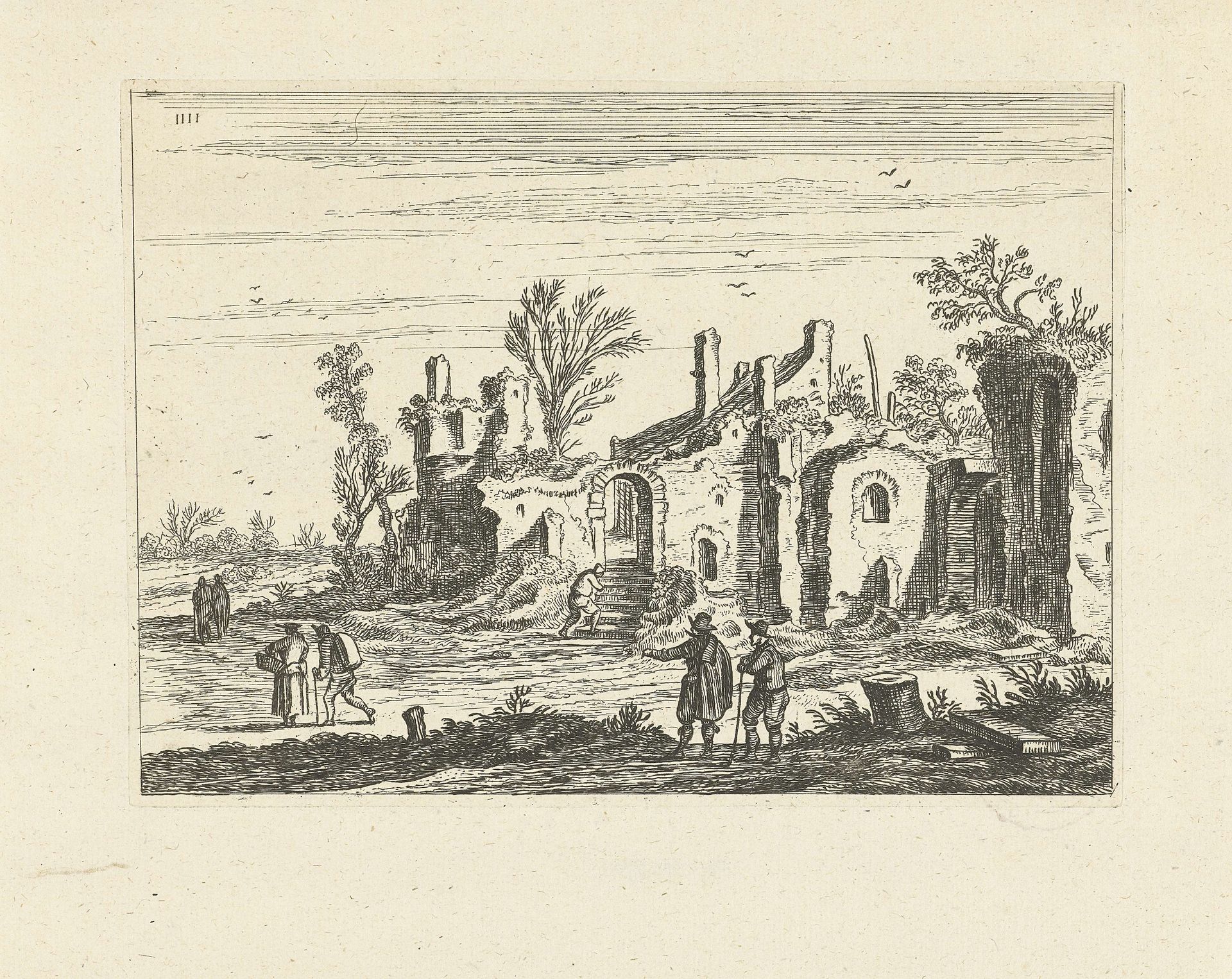 Landschap met ruïne by Johannes Gronsveld