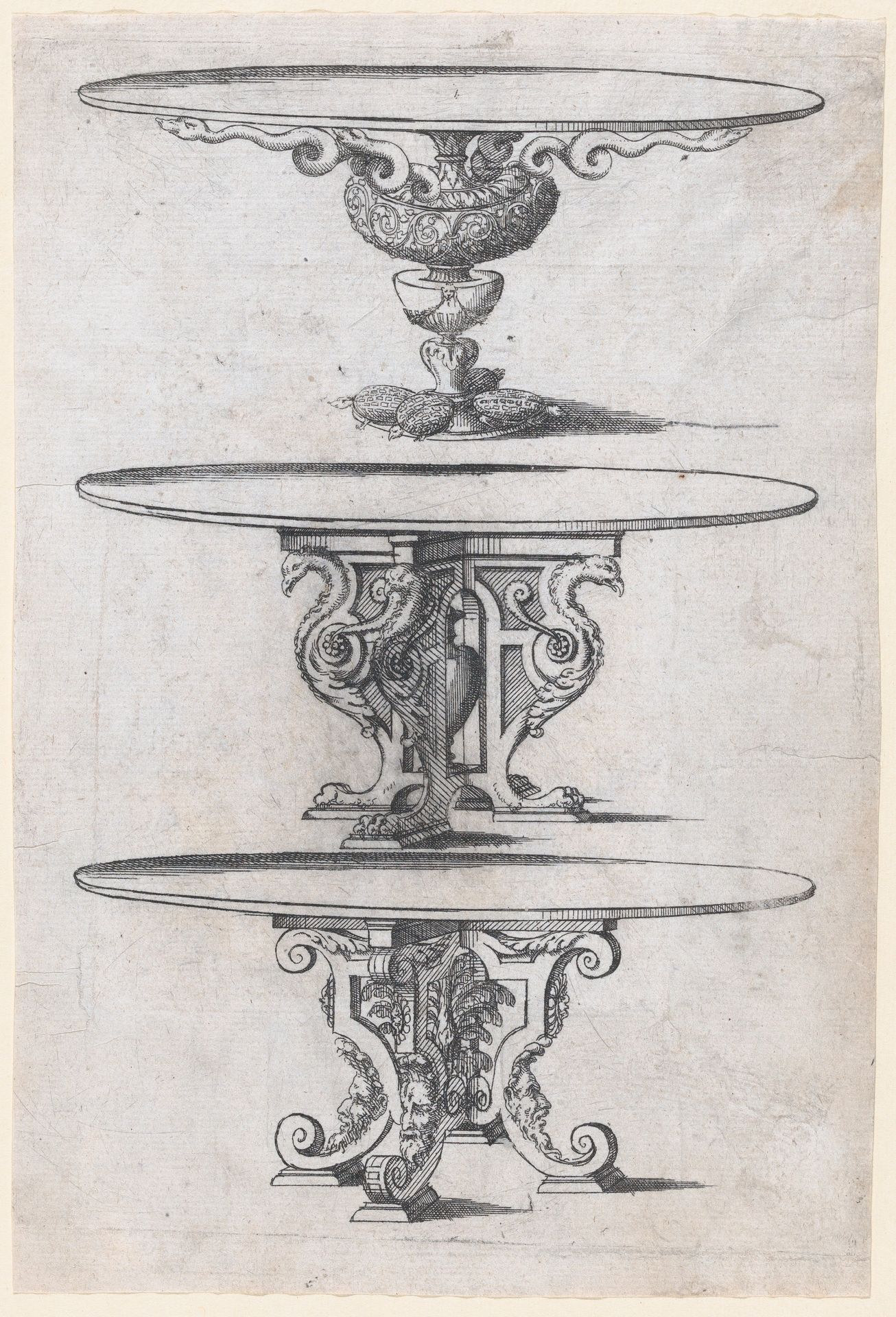 Three Round Table Designs by Jacques Androuet Du Cerceau