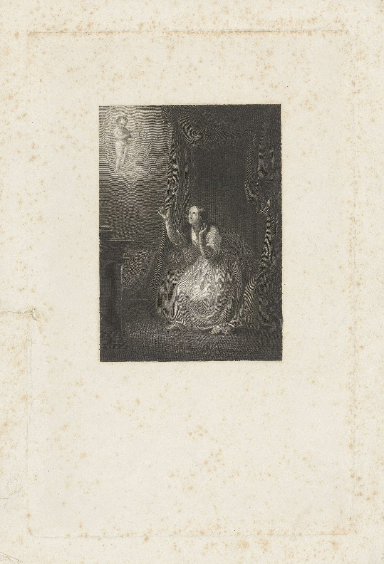 Een jonge vrouw heeft een visioen by Johann Wilhelm (I) Kaiser