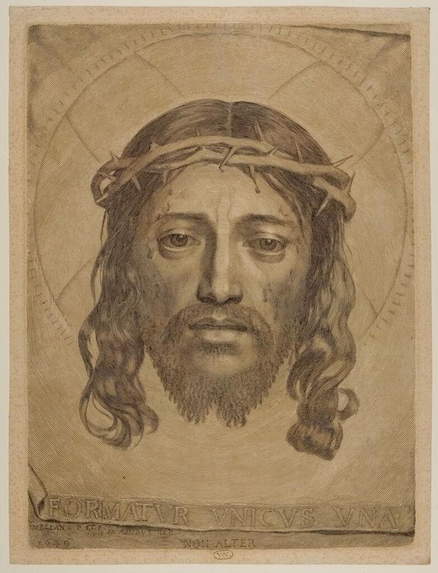 Sudarium of Saint Veronica, with the Face of the Thorn-Crowned Savior by Claude Mellan