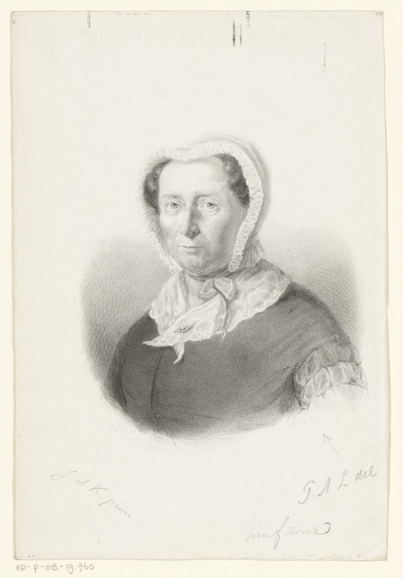 Portret van een vrouw met een kap op het hoofd by Paulus Anthonius Liernur