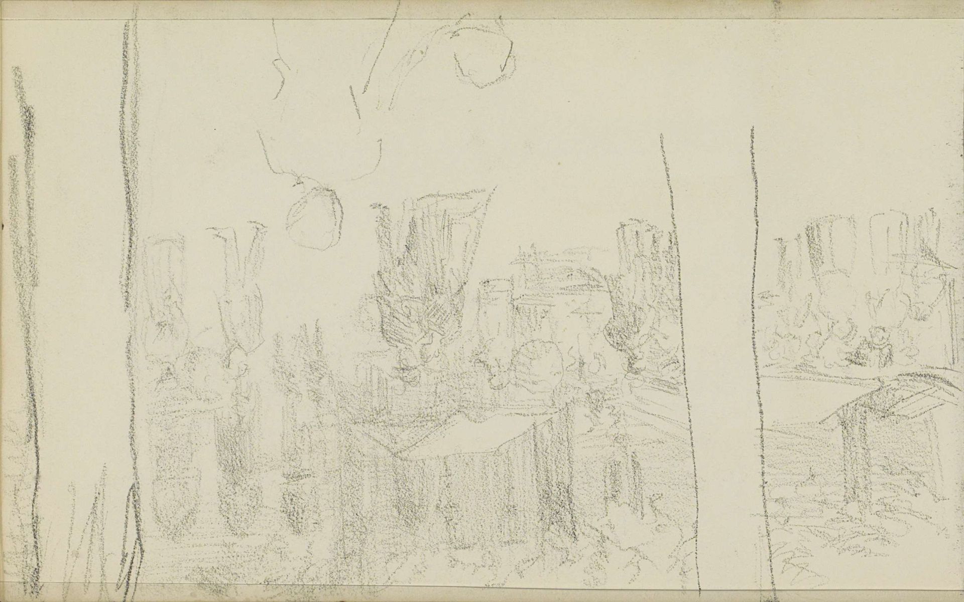 Markt op een plein met bomen by Bramine Hubrecht