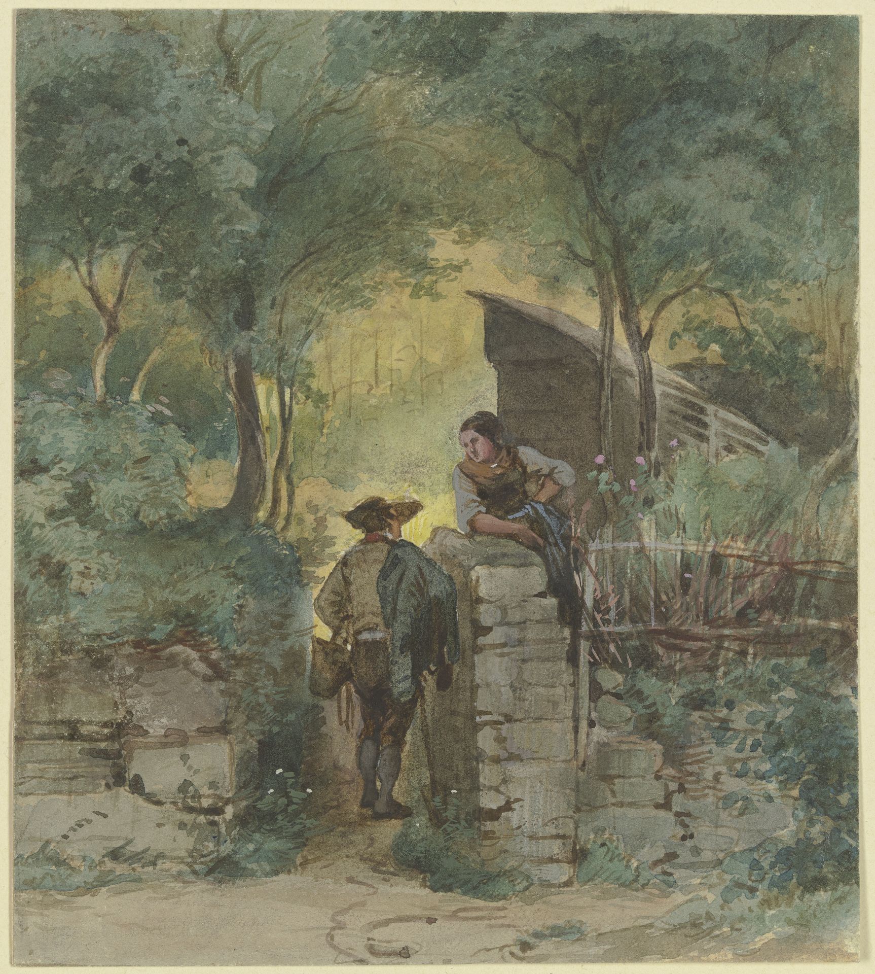Conversation at the park gate by Philipp Rumpf
