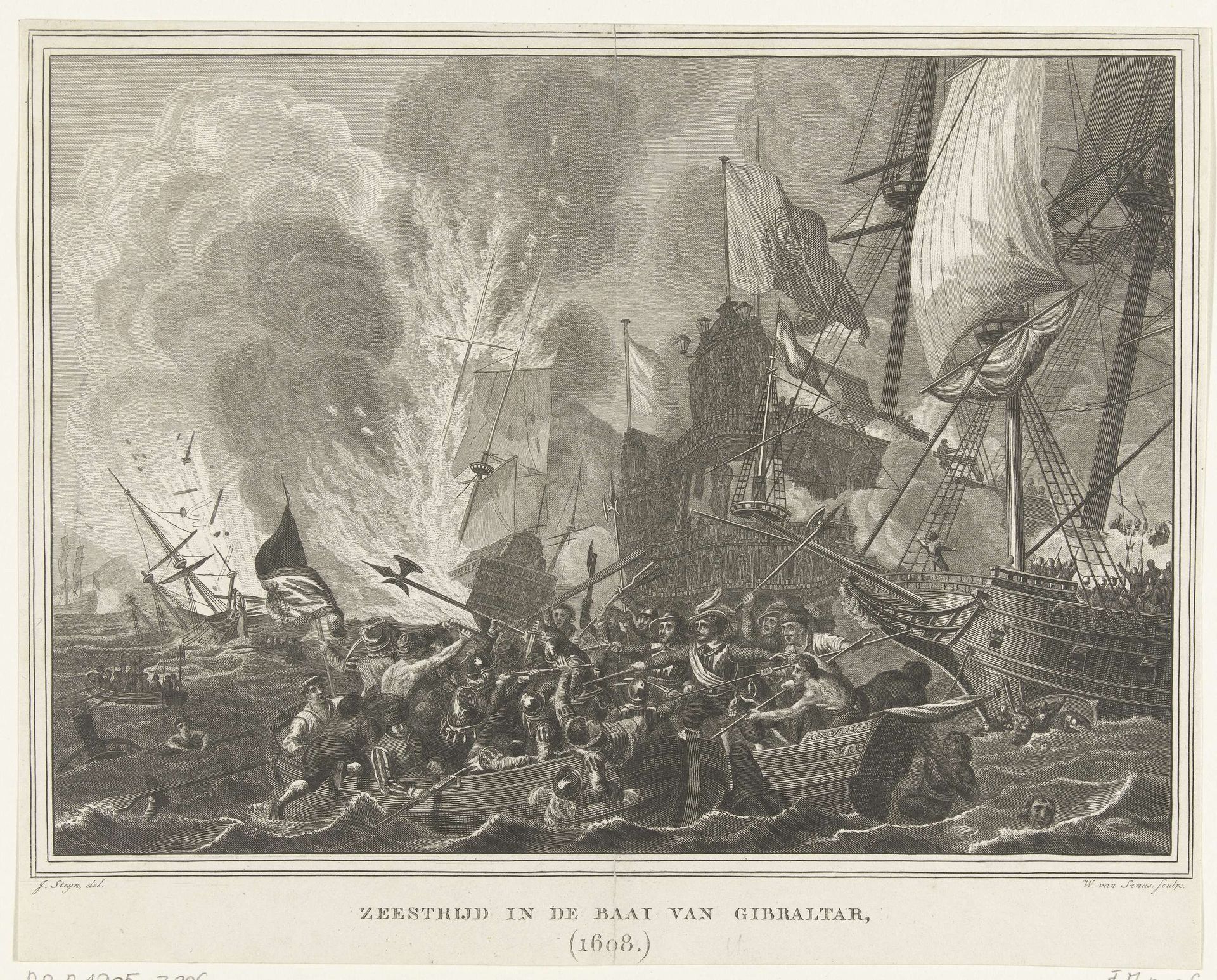 Zeeslag voor Gibraltar, 1607 by Willem van Senus
