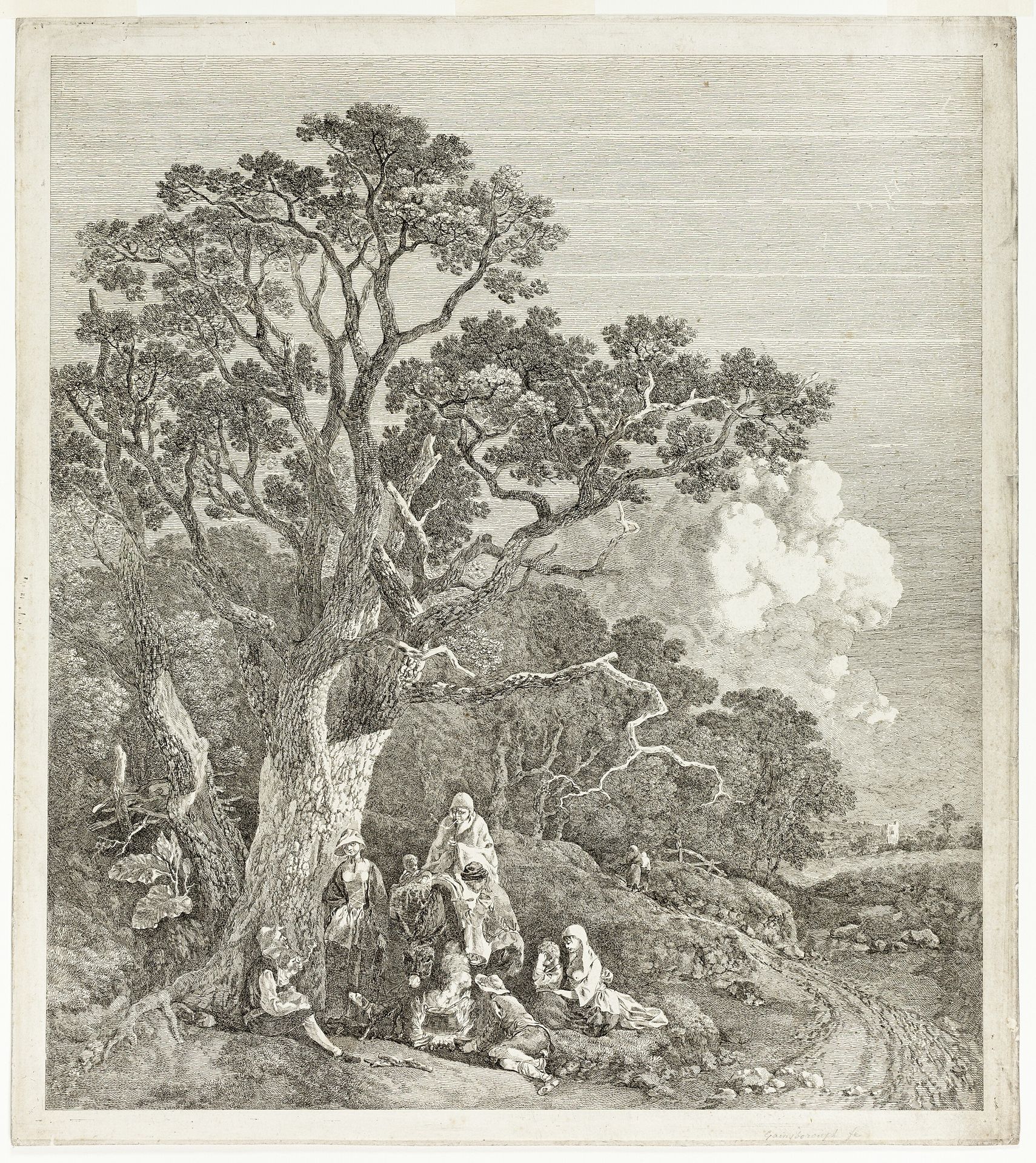 Wooded Landscape with Gypsies Gathered Round a Fire by Thomas Gainsborough