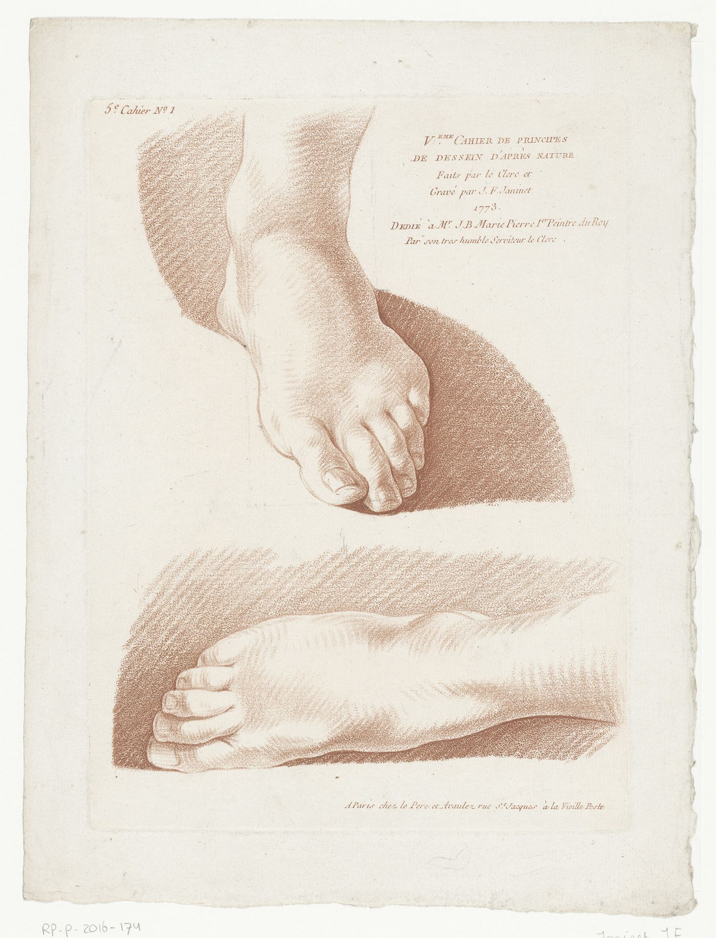 Titelprent met twee voeten by Jean François Janinet
