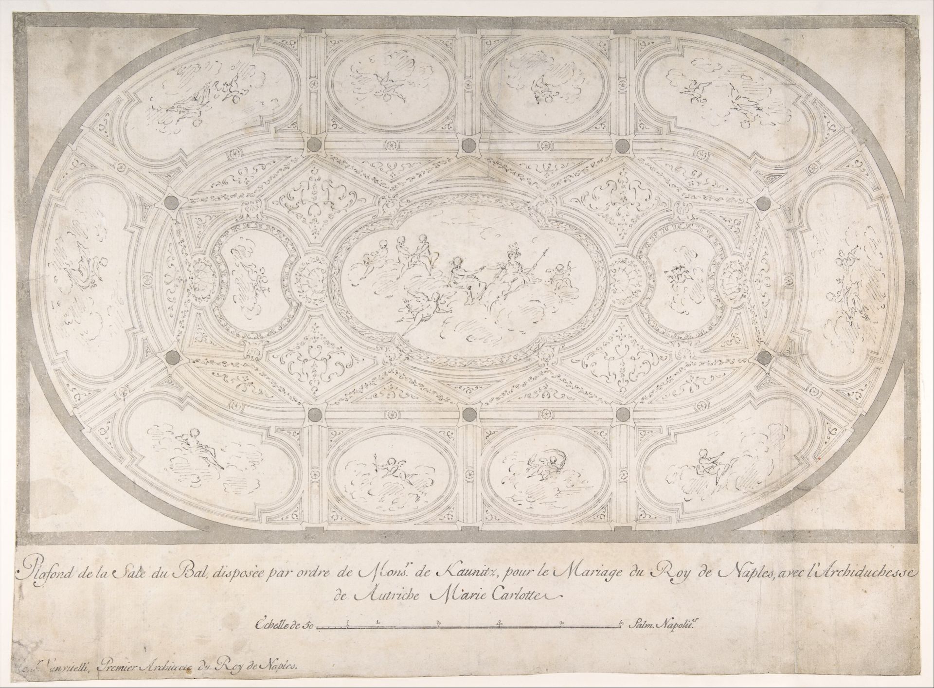 Ceiling of Ballroom decorated for the Marriage of the King of Naples to the Archduchess of Austria by Luigi Vanvitelli