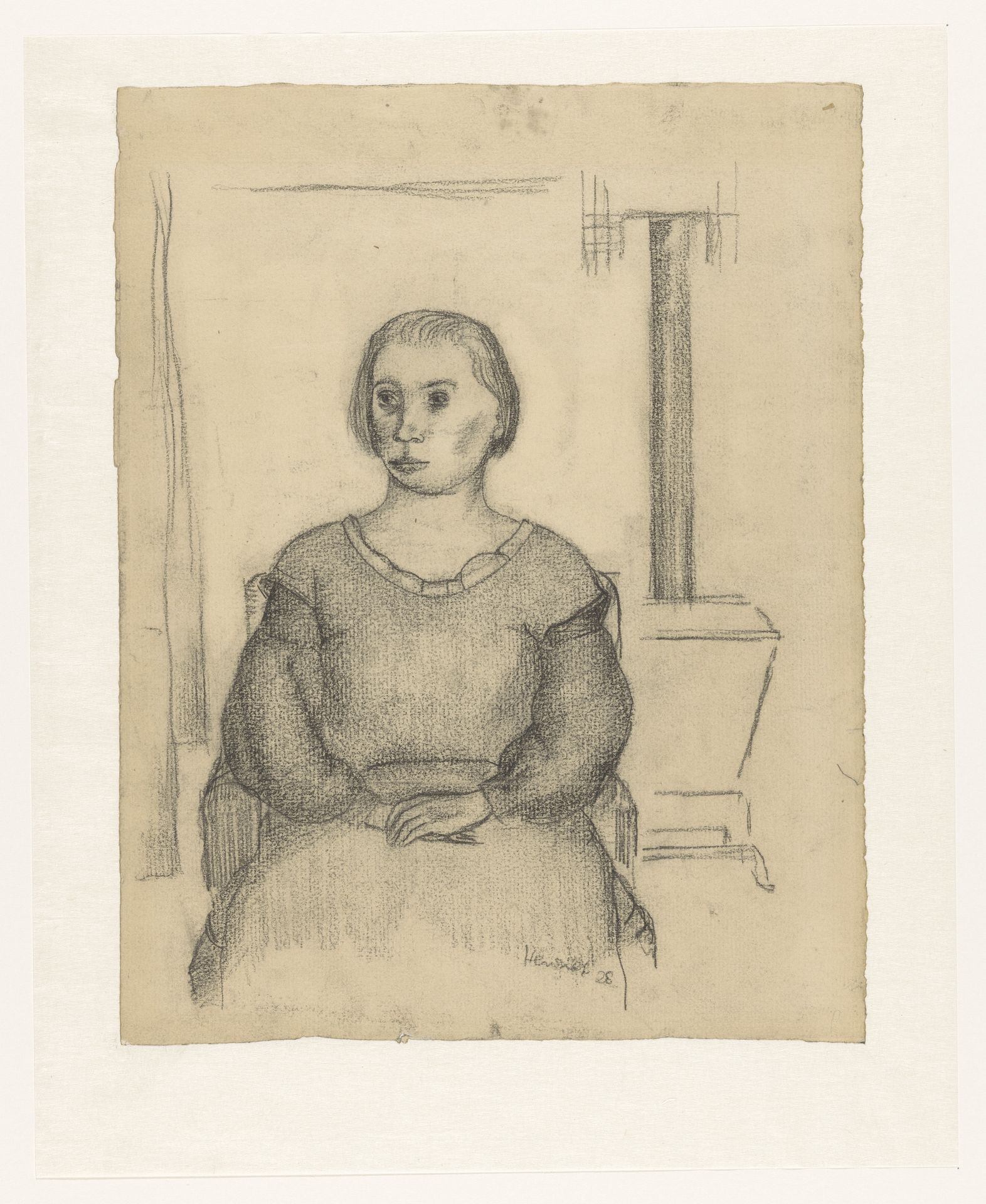 Zittende vrouw in een kamer by Henk Henriët