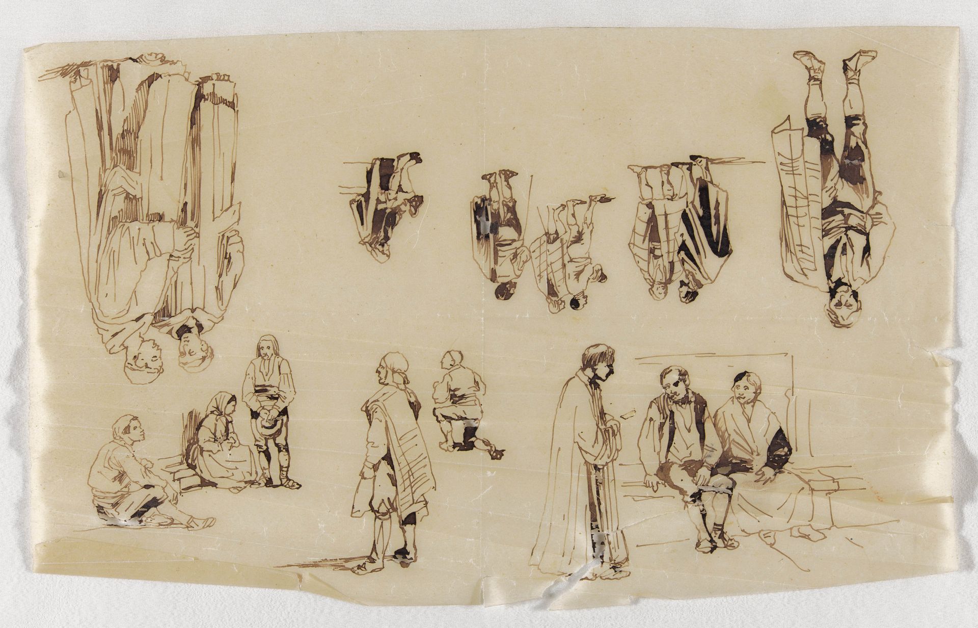 Sheet of Studies of Pilgrims and Monks by Adrien Dauzats