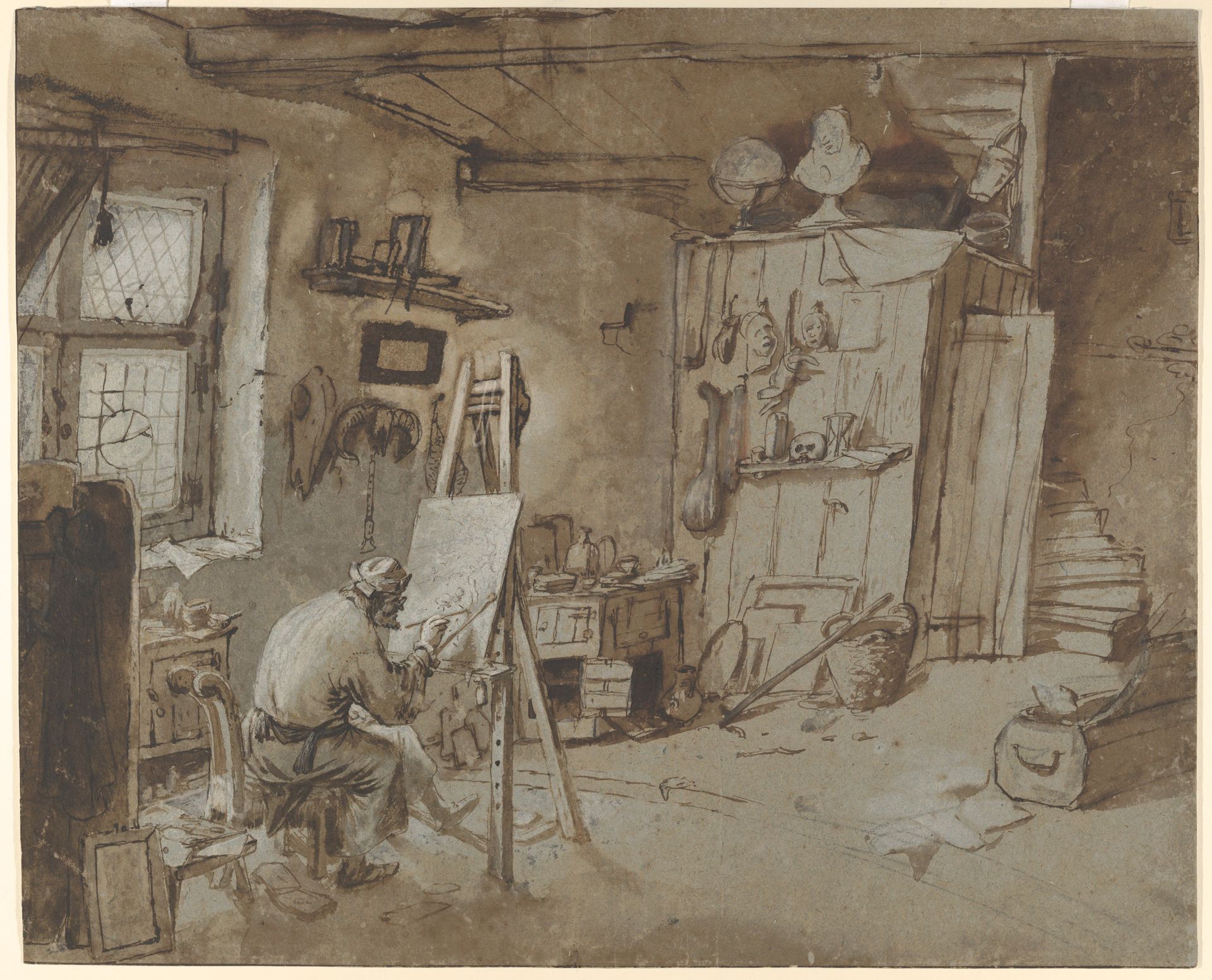 A Painter at Work in his Studio by Thomas Wijck