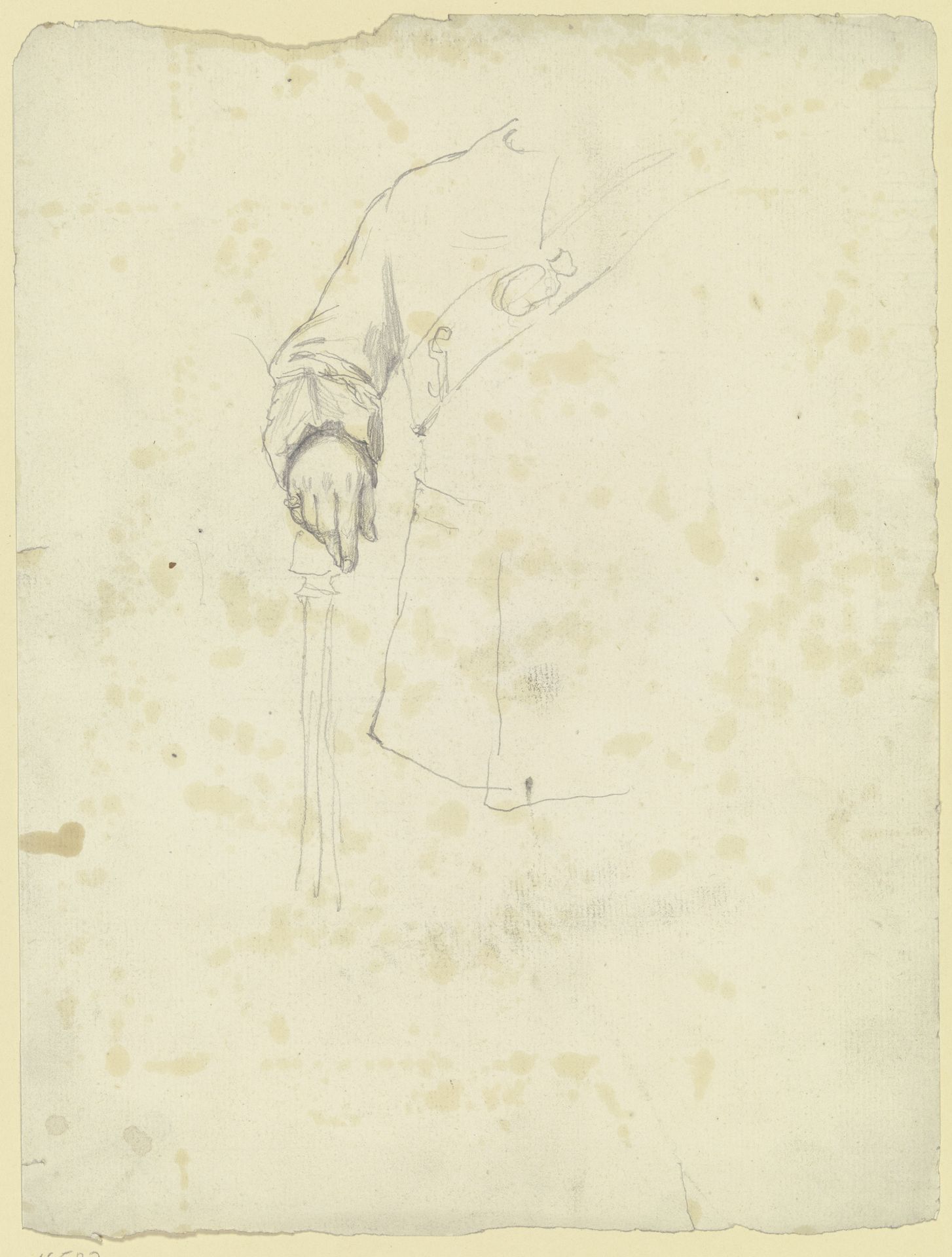 Bildnis eines Mannes in Uniform, Detail des rechten Arms by Otto Scholderer
